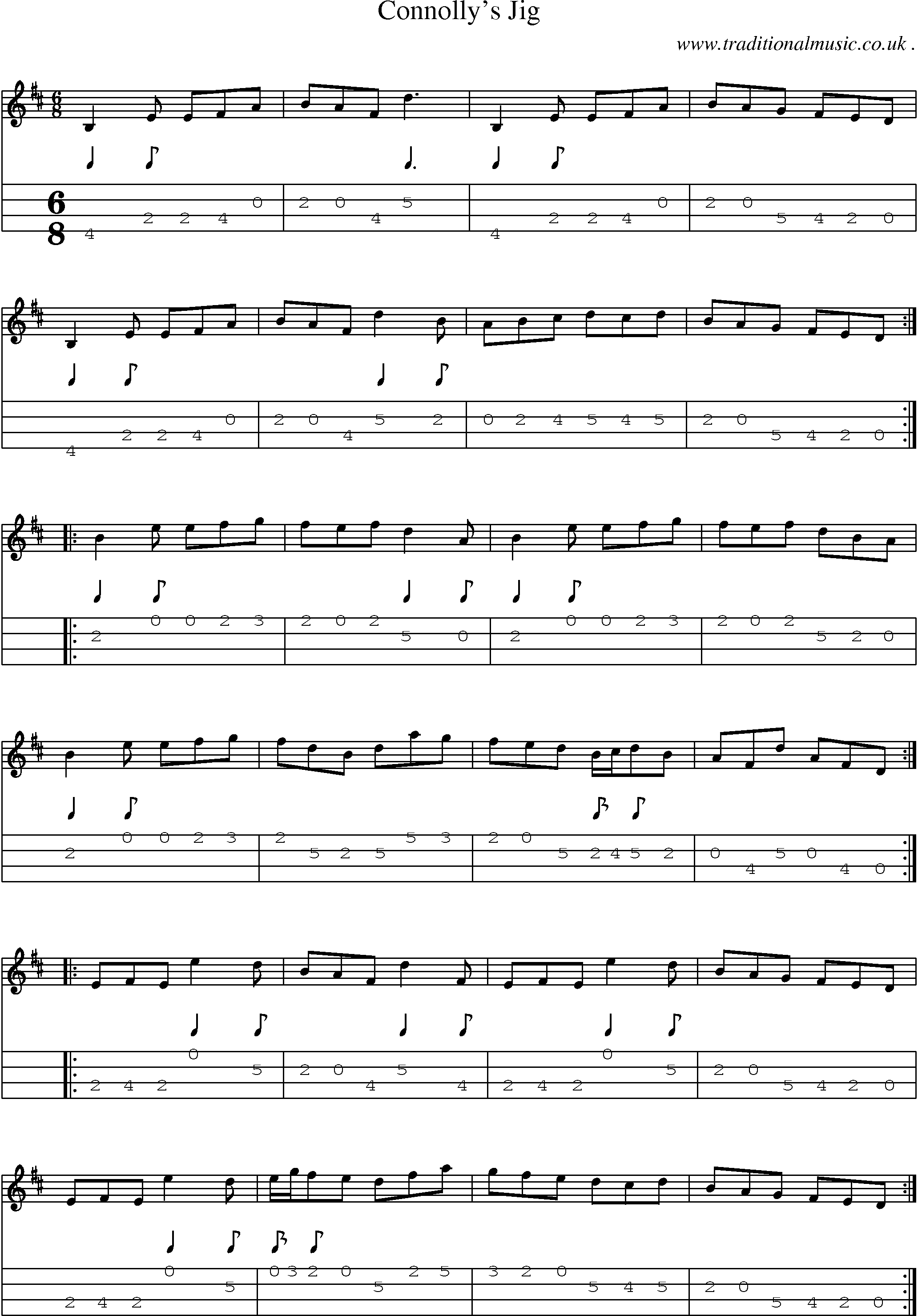 Sheet-Music and Mandolin Tabs for Connollys Jig