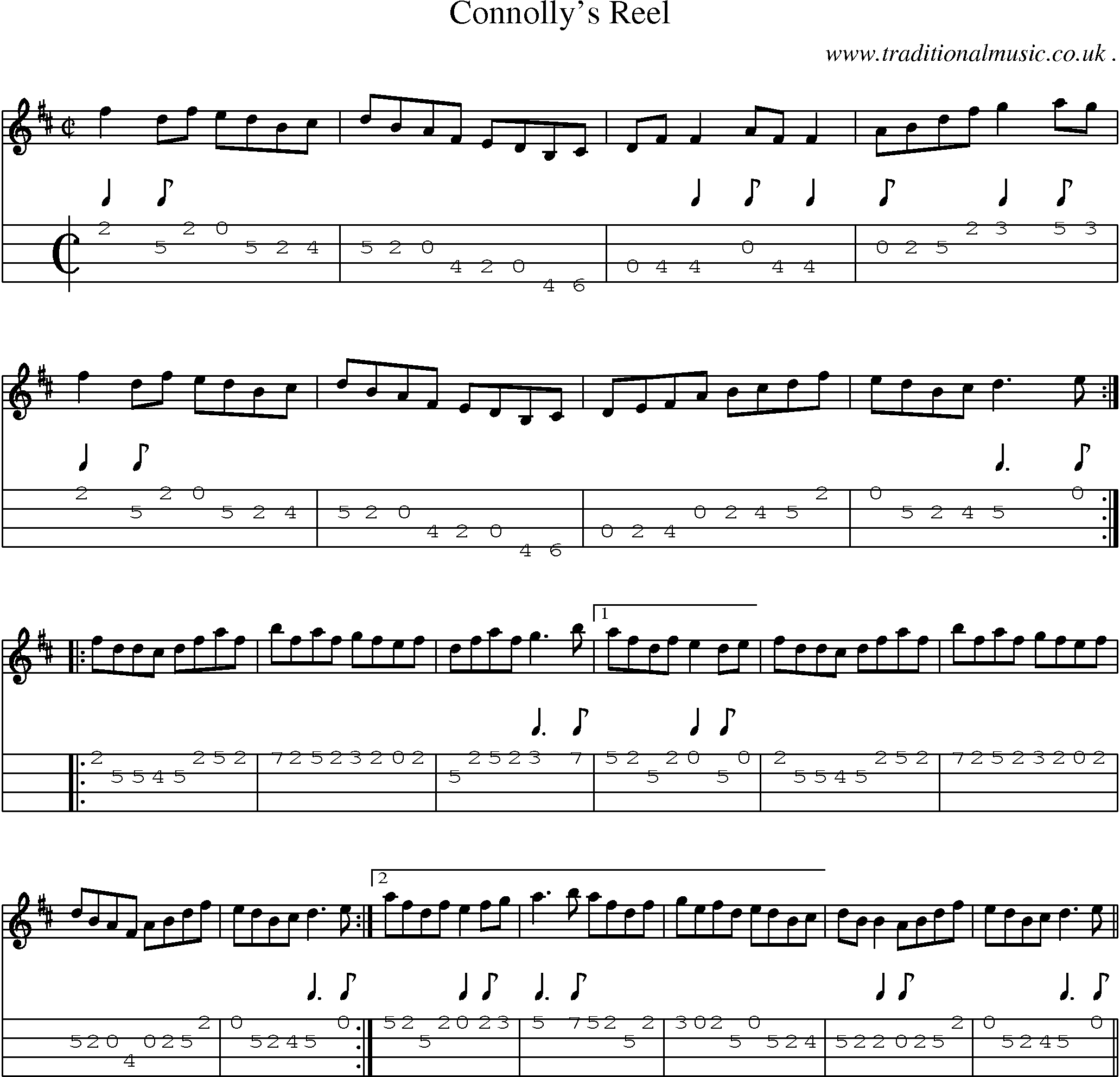 Sheet-Music and Mandolin Tabs for Connollys Reel