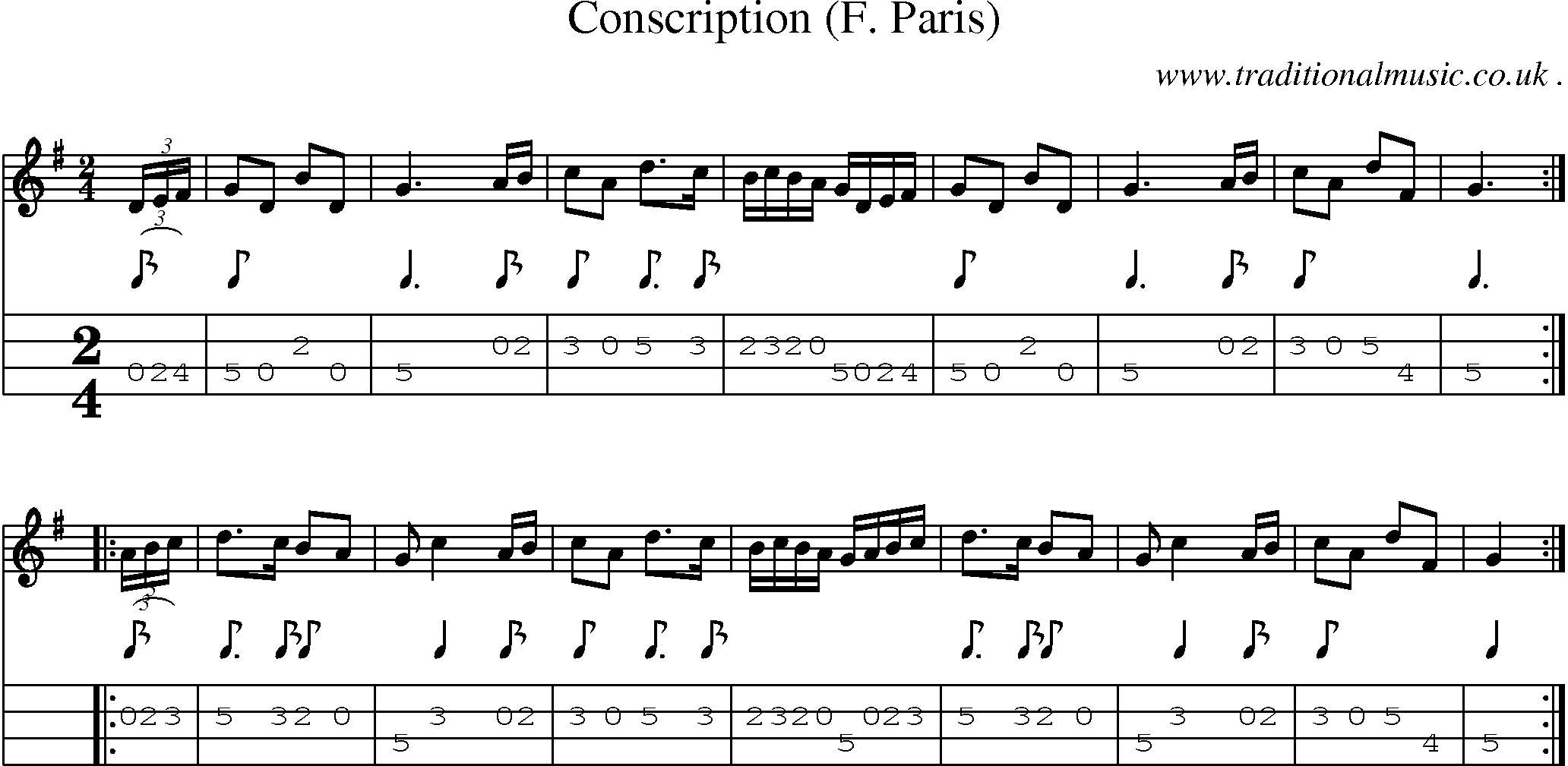 Sheet-Music and Mandolin Tabs for Conscription (f Paris)