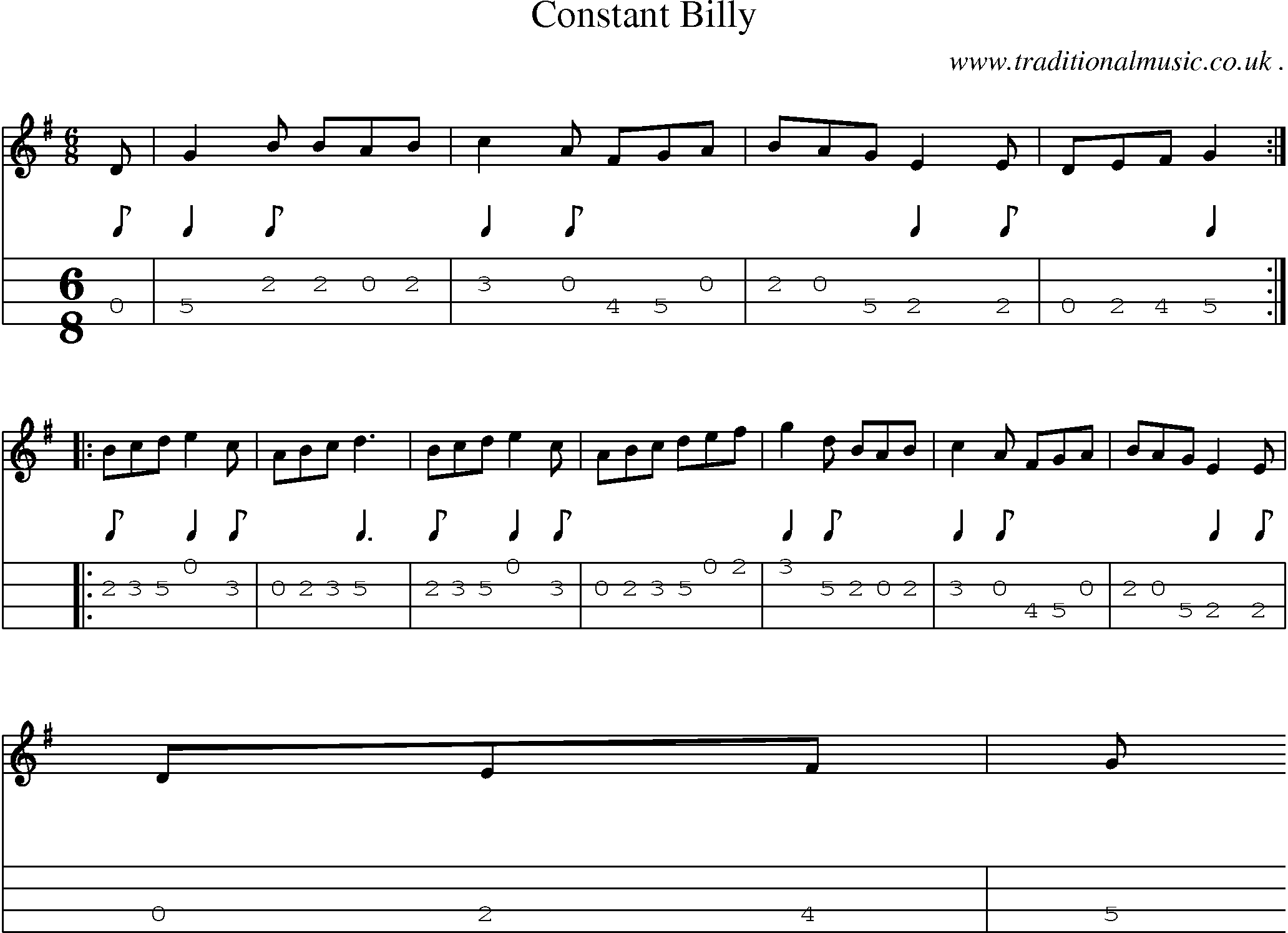 Sheet-Music and Mandolin Tabs for Constant Billy