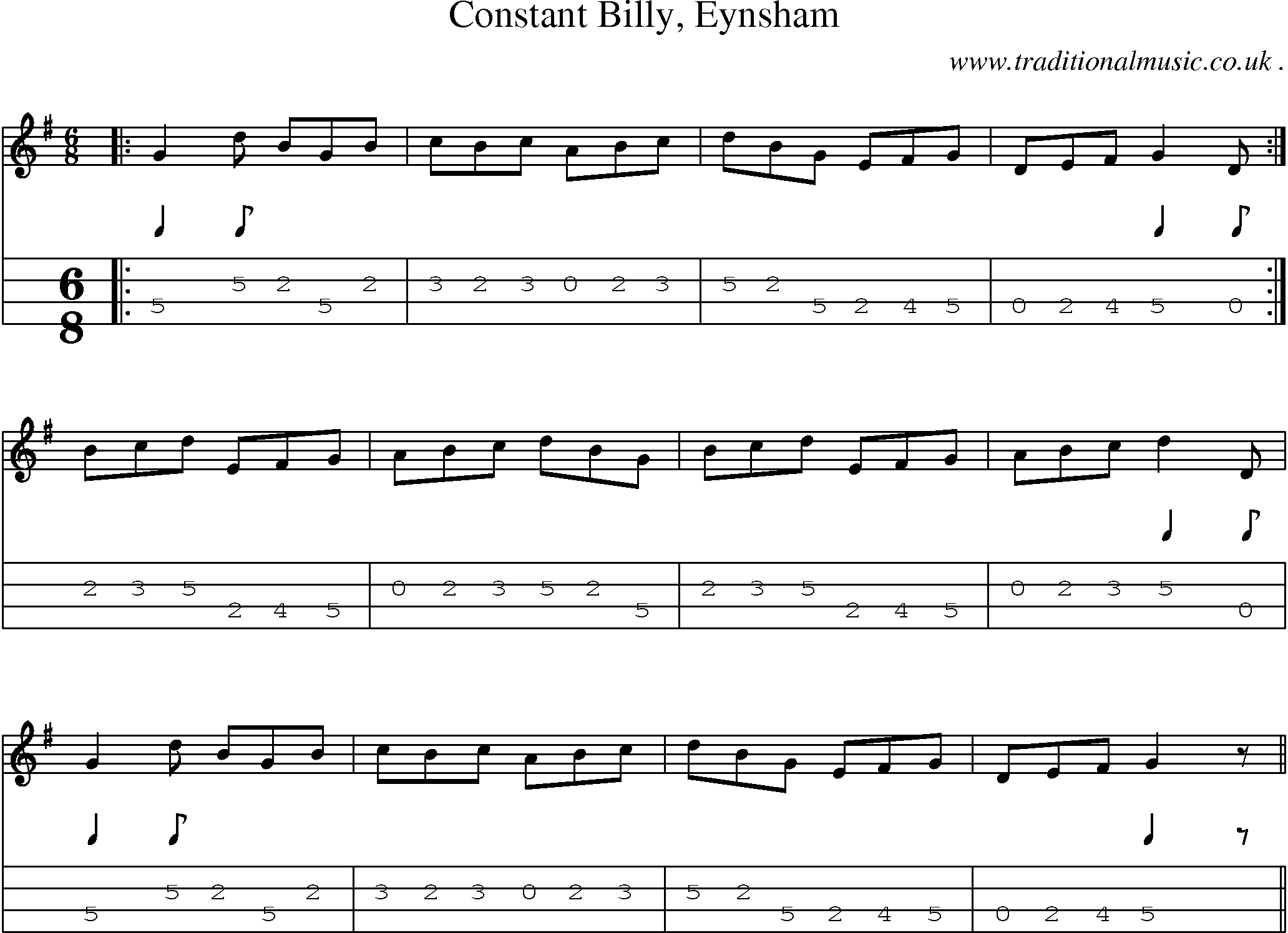 Sheet-Music and Mandolin Tabs for Constant Billy Eynsham