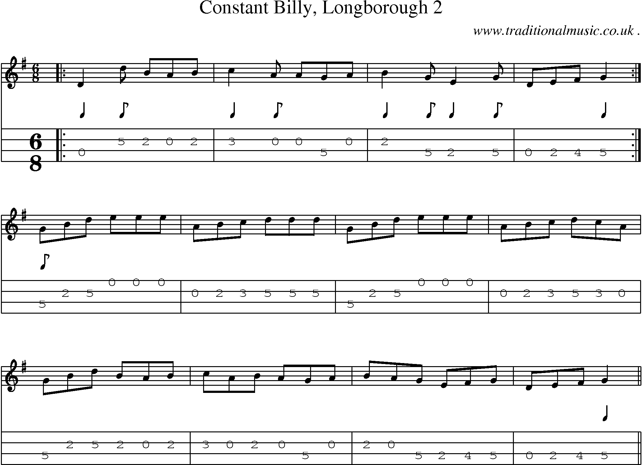 Sheet-Music and Mandolin Tabs for Constant Billy Longborough 2