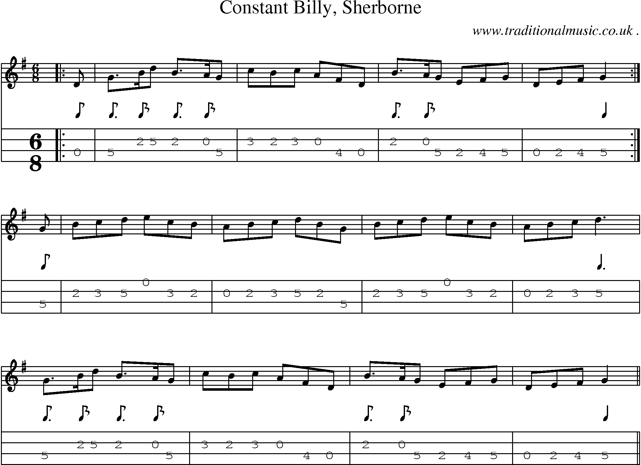 Sheet-Music and Mandolin Tabs for Constant Billy Sherborne