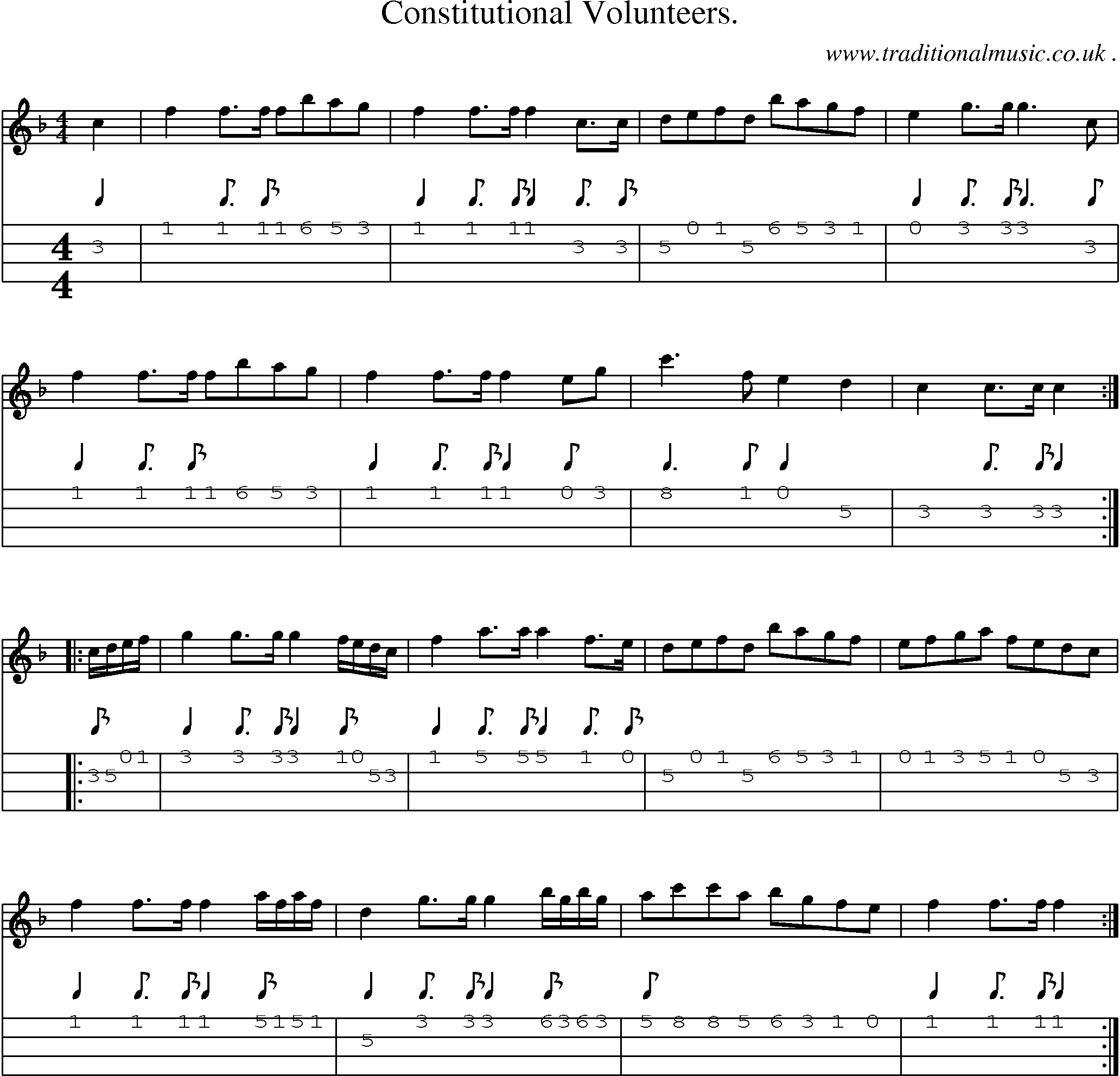 Sheet-Music and Mandolin Tabs for Constitutional Volunteers