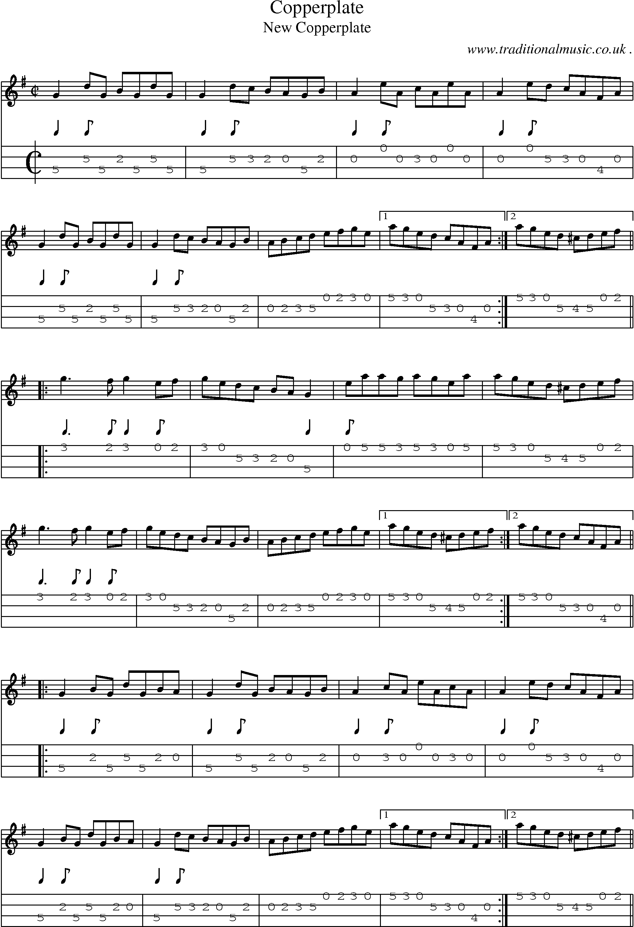 Sheet-Music and Mandolin Tabs for Copperplate