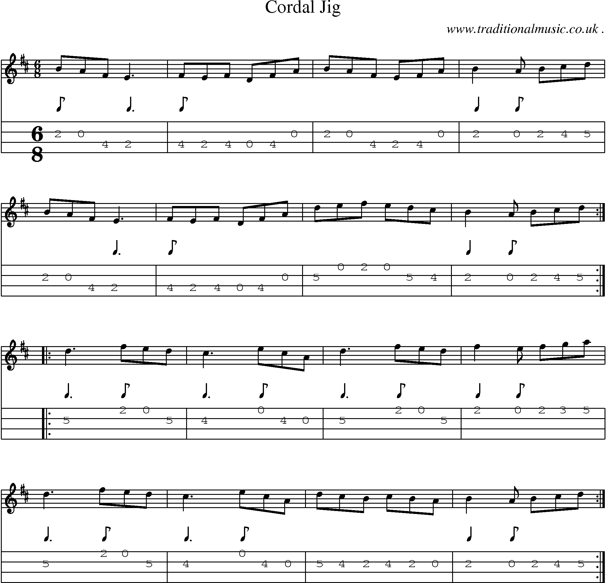 Sheet-Music and Mandolin Tabs for Cordal Jig