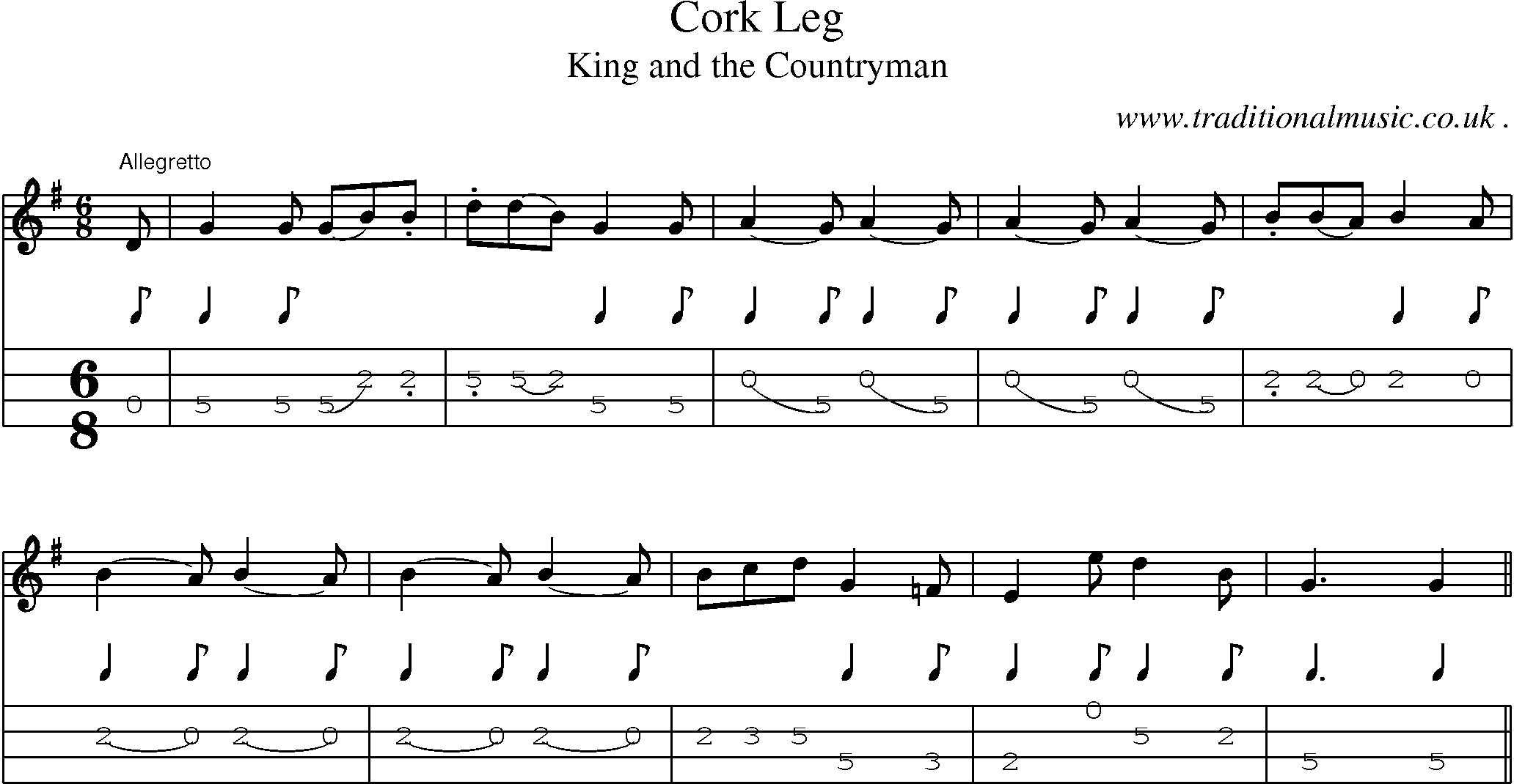 Sheet-Music and Mandolin Tabs for Cork Leg