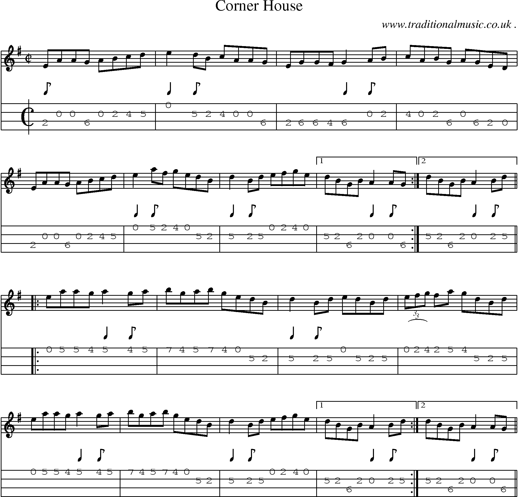Sheet-Music and Mandolin Tabs for Corner House