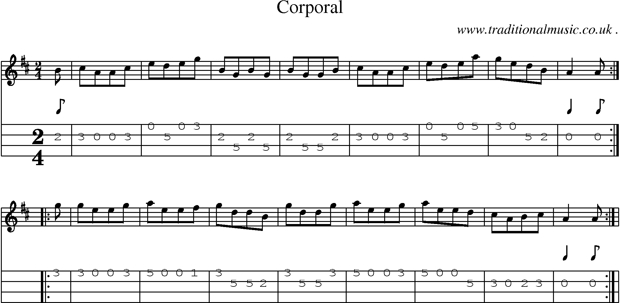 Sheet-Music and Mandolin Tabs for Corporal