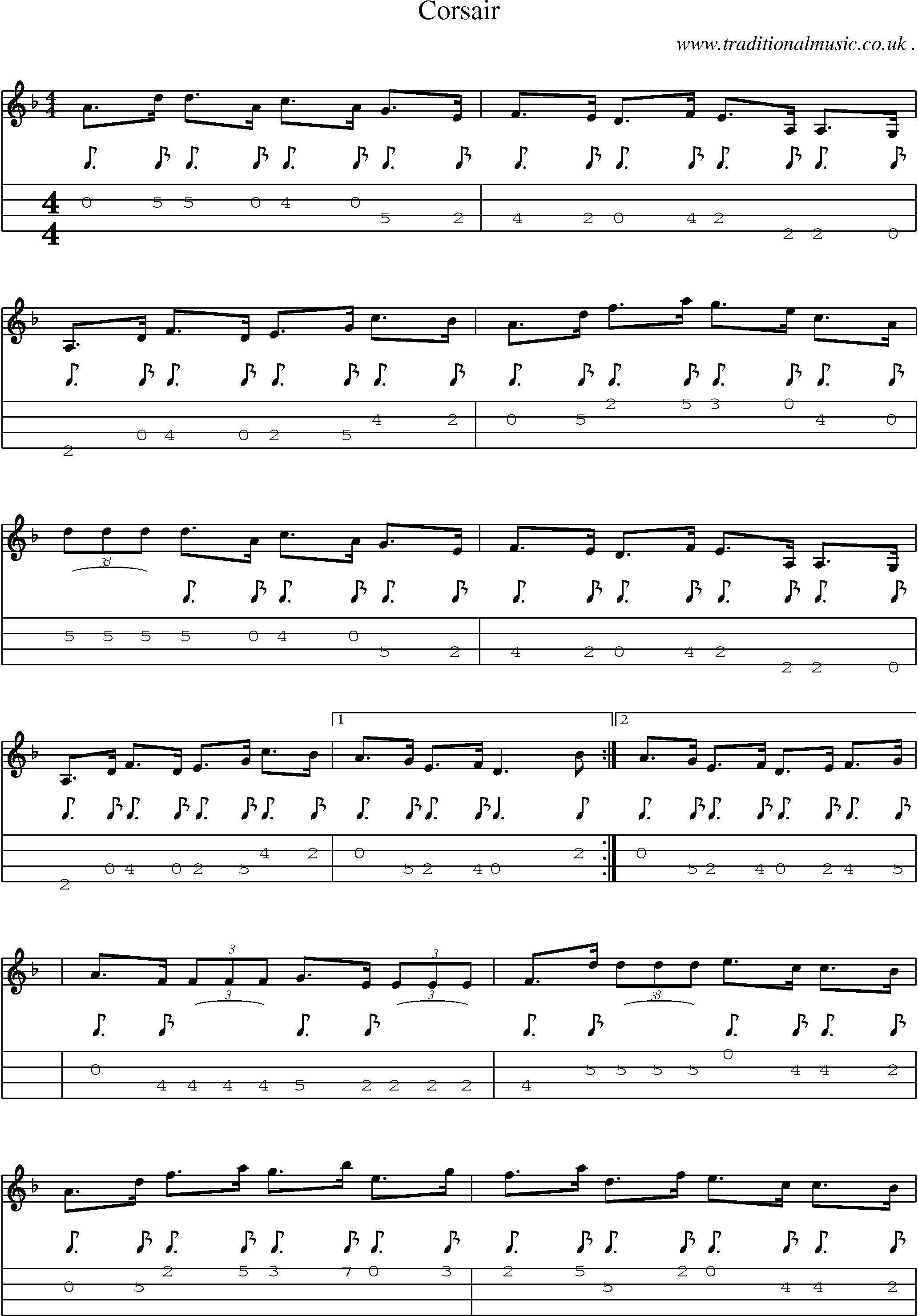 Sheet-Music and Mandolin Tabs for Corsair