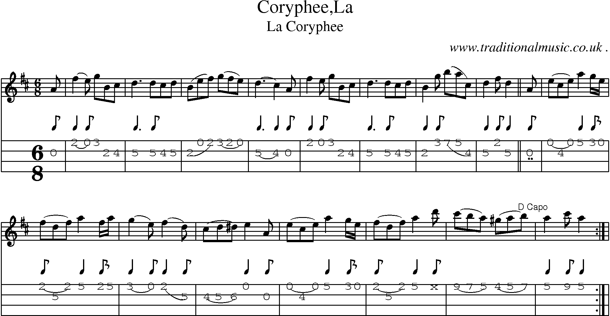 Sheet-Music and Mandolin Tabs for Corypheela