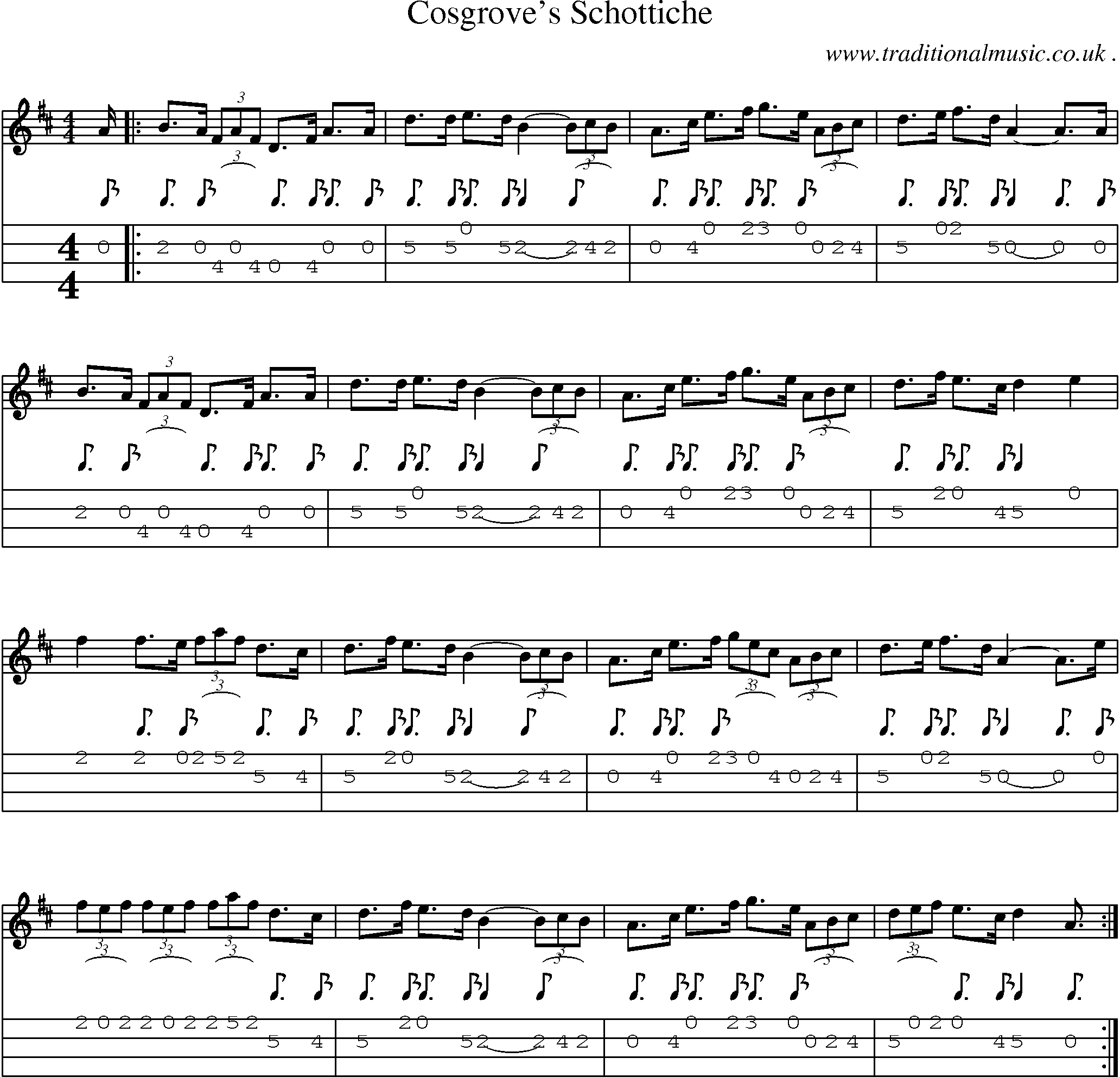 Sheet-Music and Mandolin Tabs for Cosgroves Schottiche