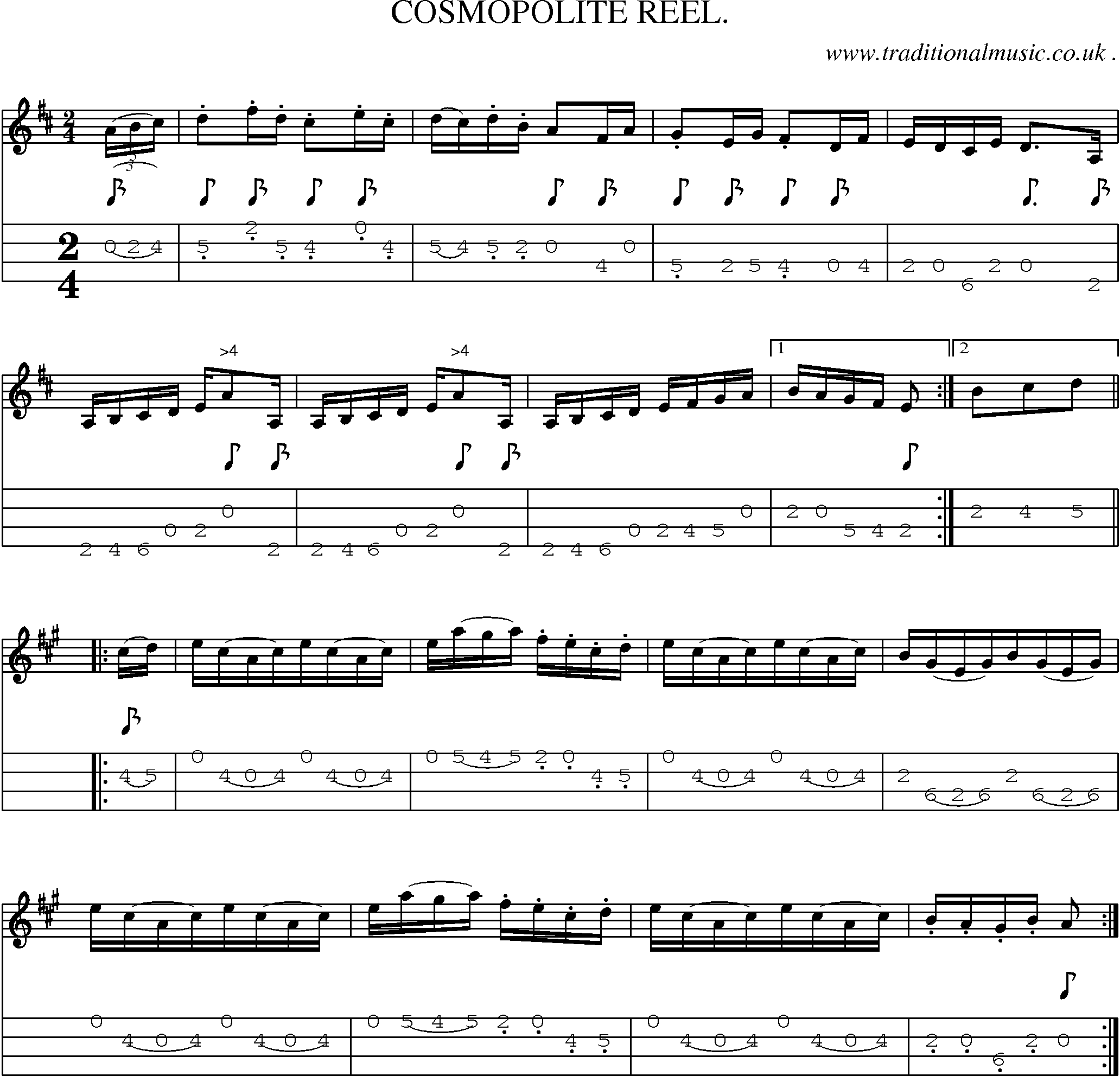 Sheet-Music and Mandolin Tabs for Cosmopolite Reel