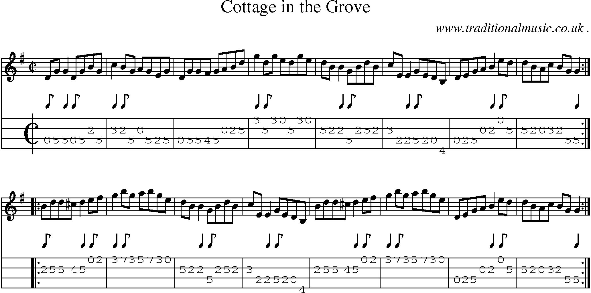 Sheet-Music and Mandolin Tabs for Cottage In The Grove