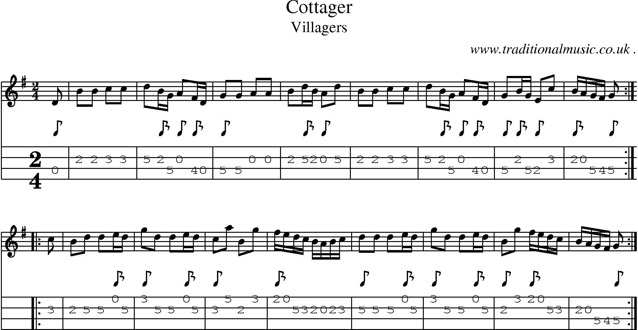 Sheet-Music and Mandolin Tabs for Cottager