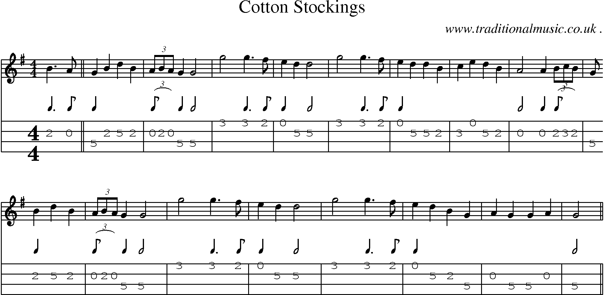 Sheet-Music and Mandolin Tabs for Cotton Stockings
