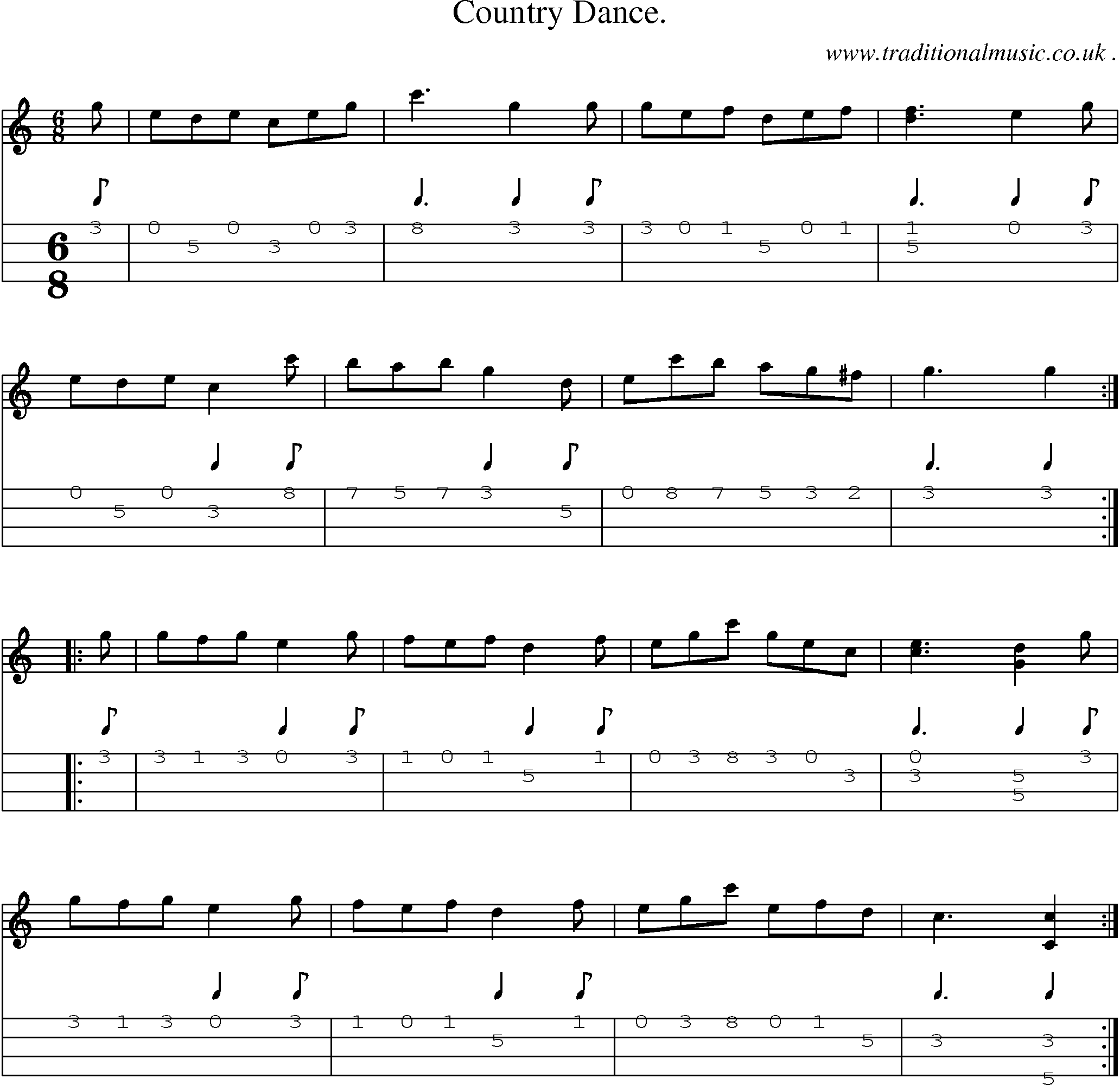 Sheet-Music and Mandolin Tabs for Country Dance 