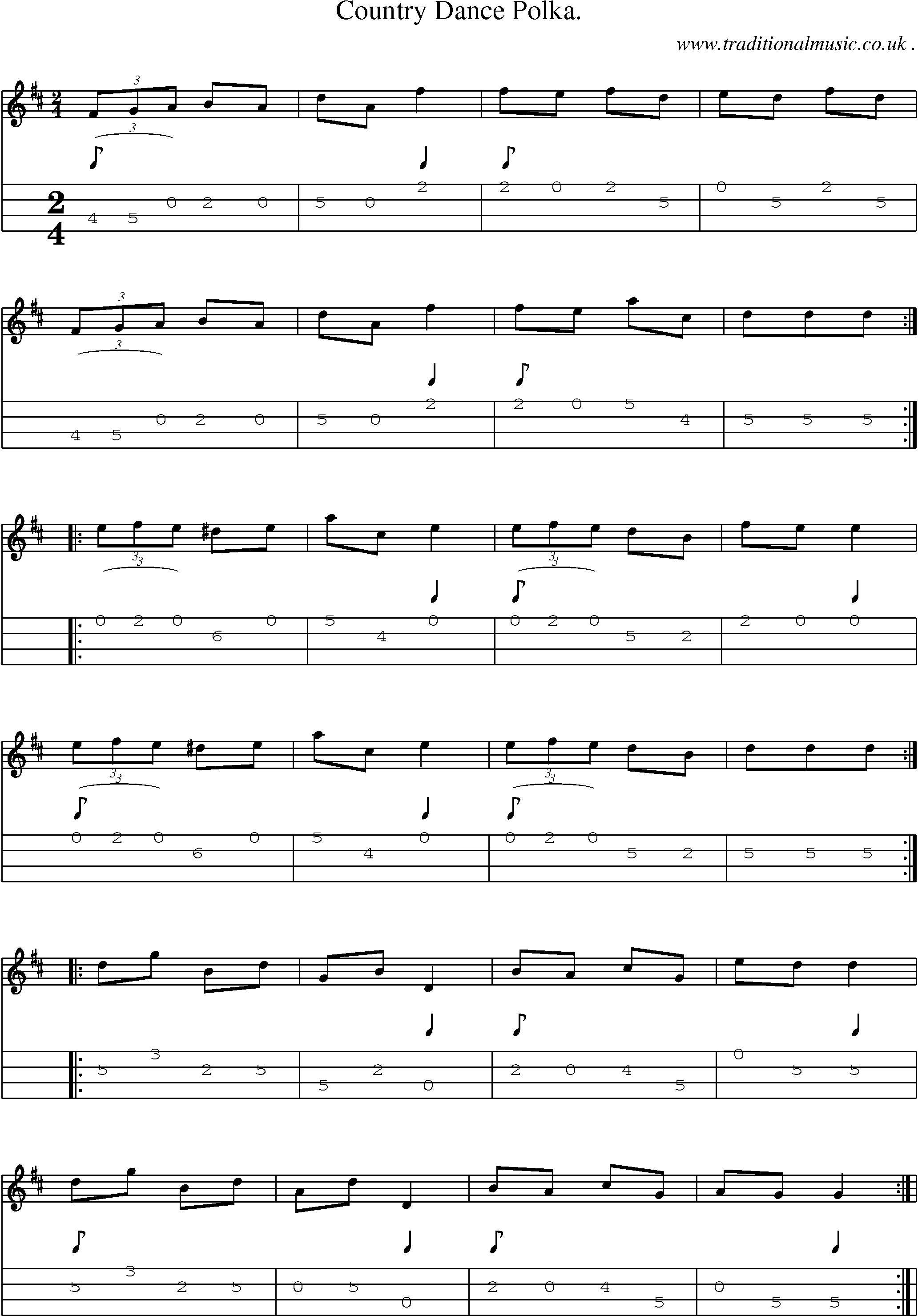 Sheet-Music and Mandolin Tabs for Country Dance Polka