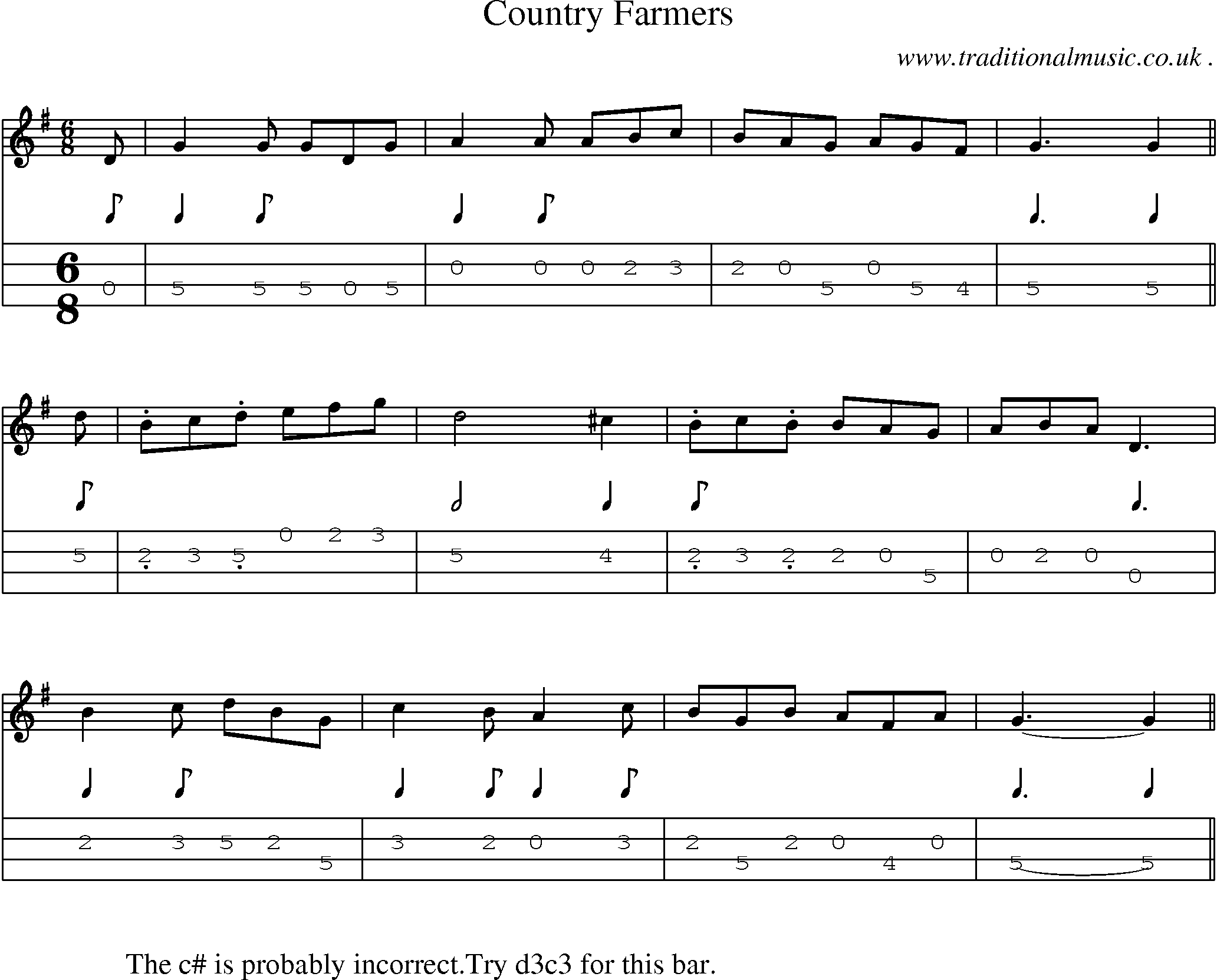 Sheet-Music and Mandolin Tabs for Country Farmers