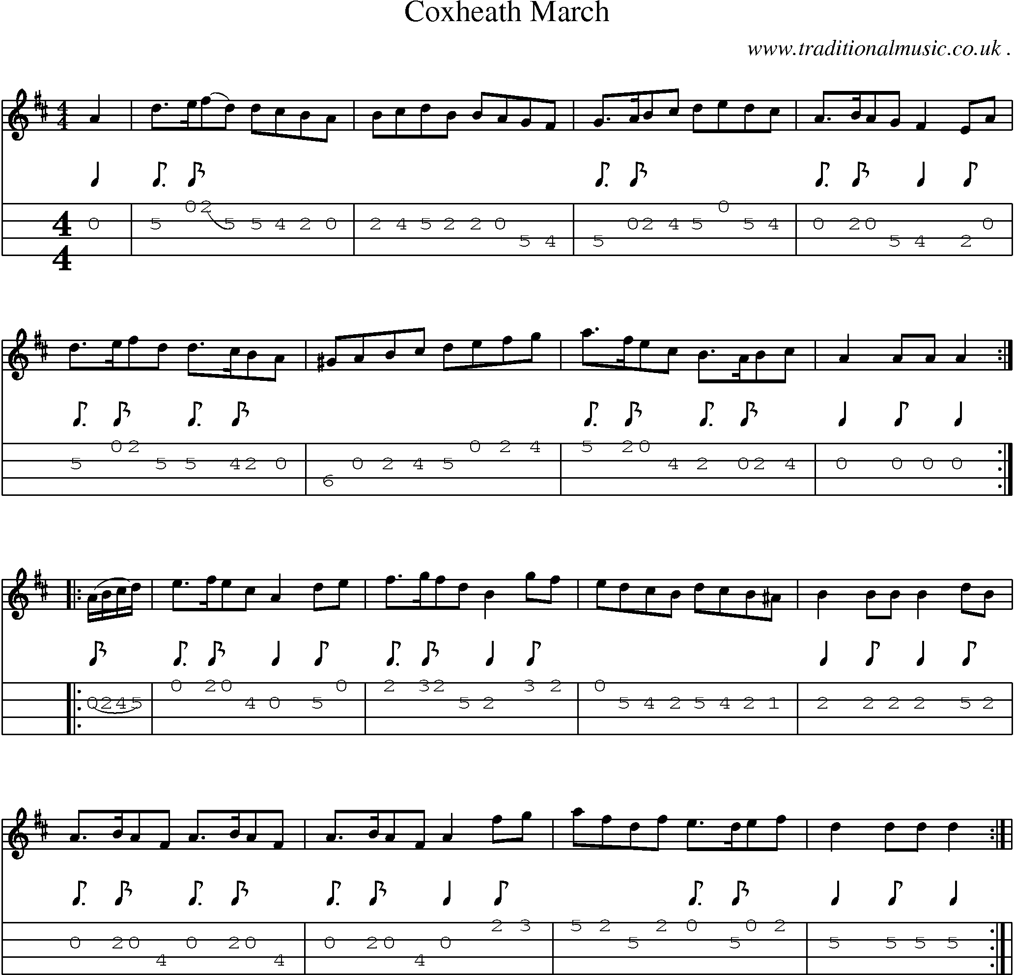 Sheet-Music and Mandolin Tabs for Coxheath March