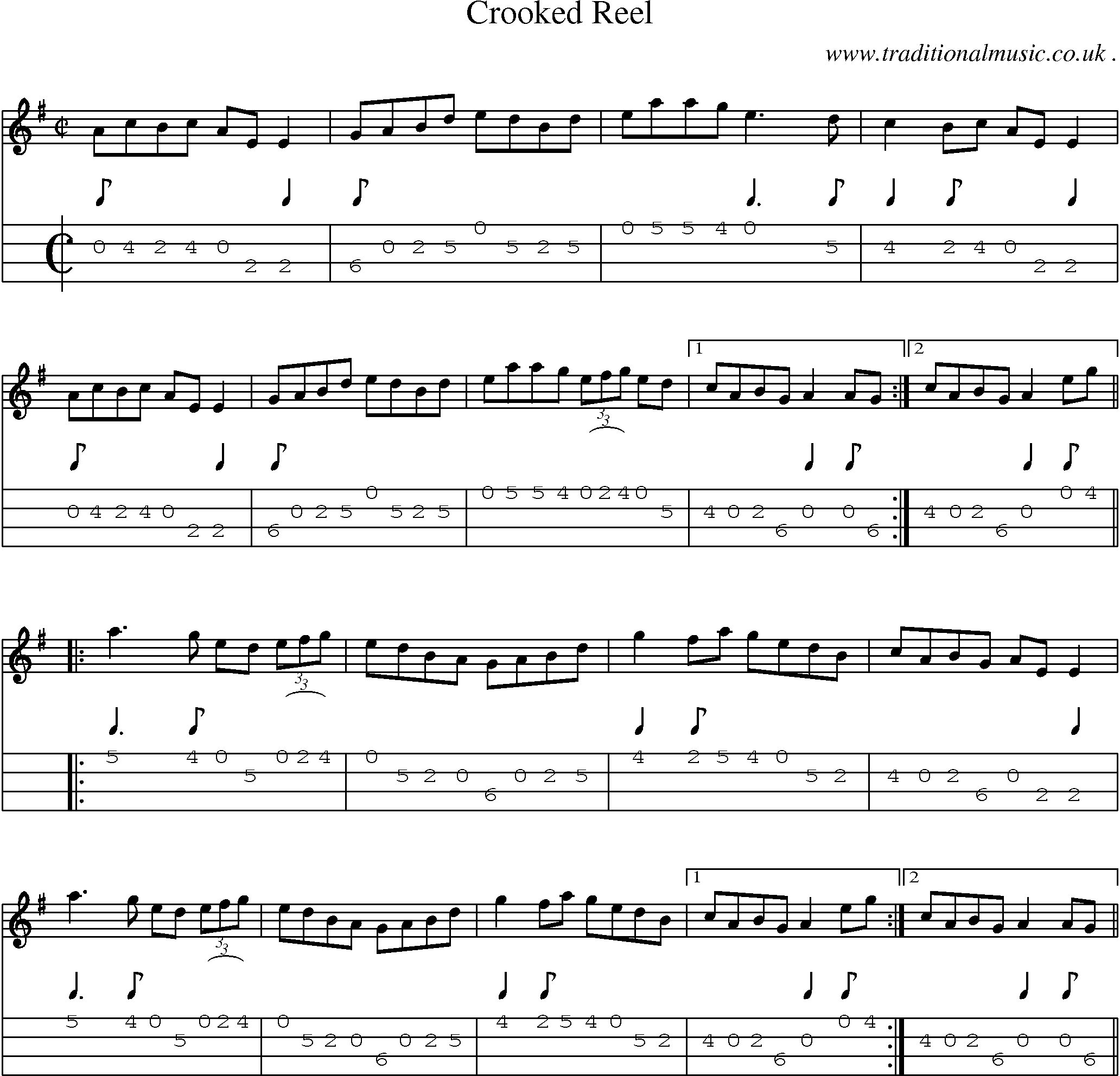 Sheet-Music and Mandolin Tabs for Crooked Reel