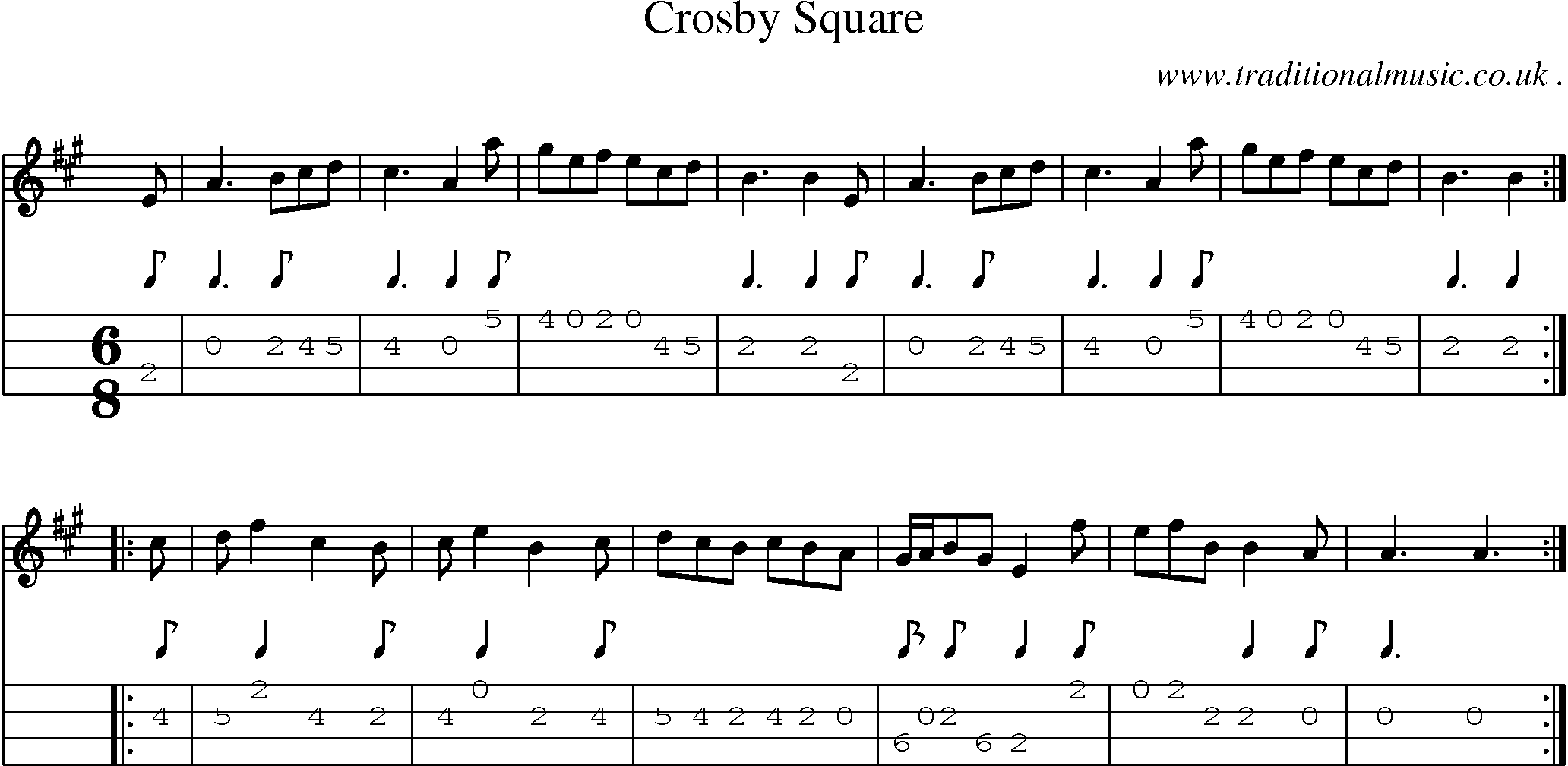 Sheet-Music and Mandolin Tabs for Crosby Square