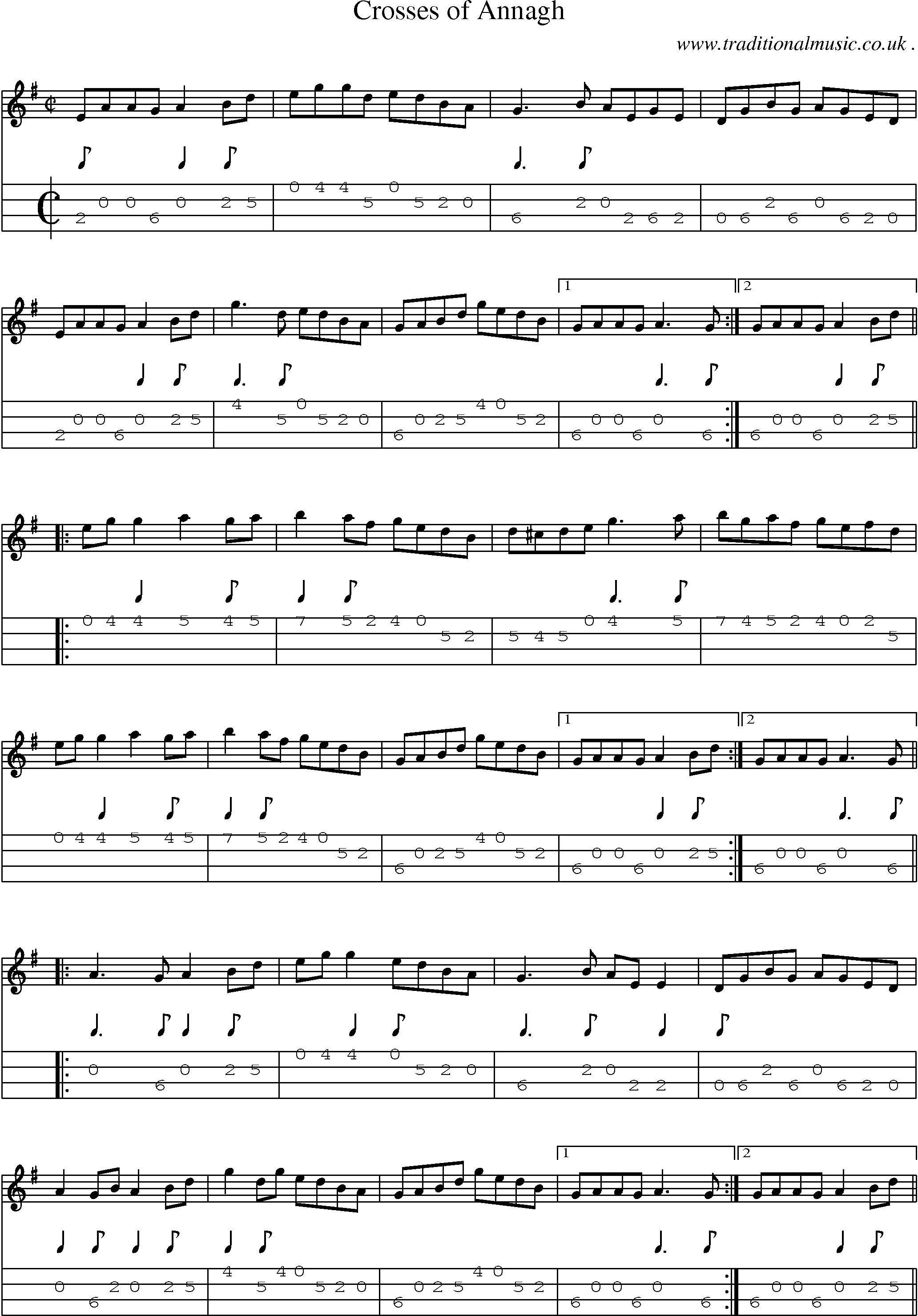 Sheet-Music and Mandolin Tabs for Crosses Of Annagh