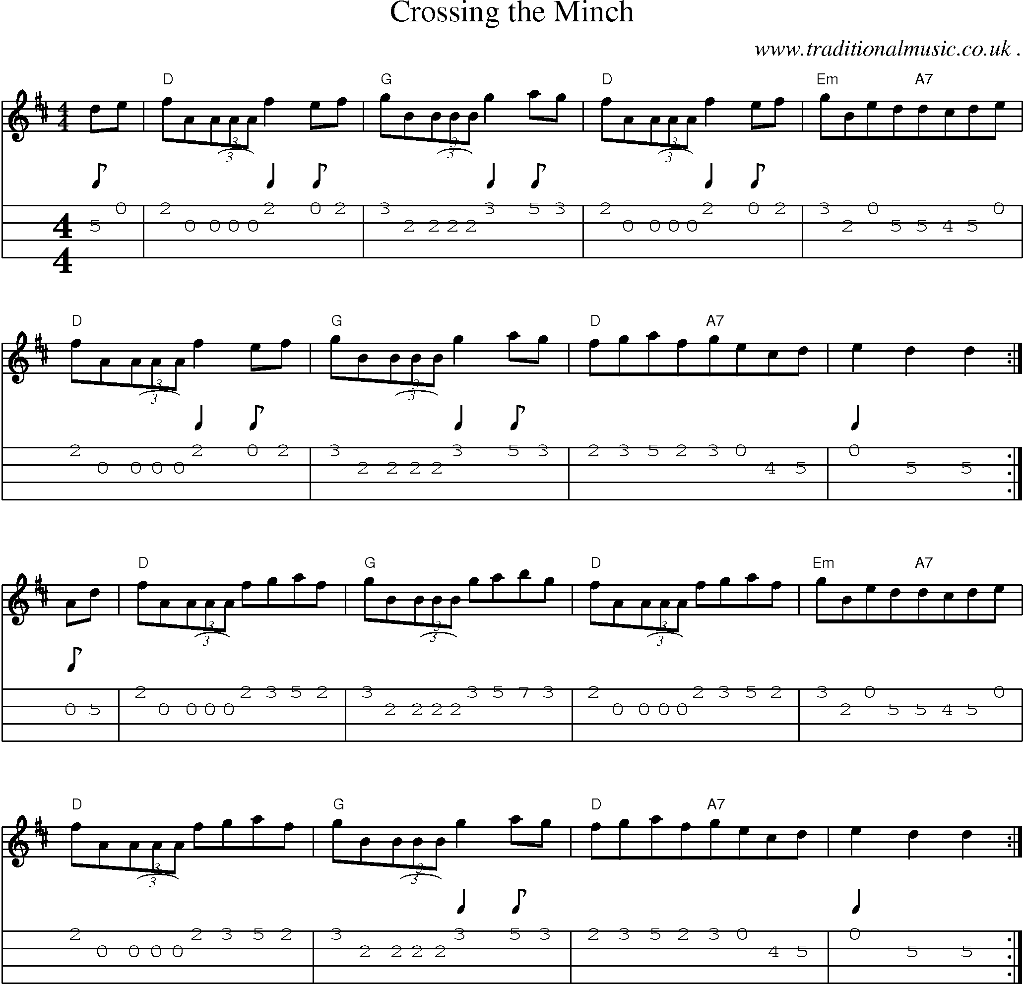 Sheet-Music and Mandolin Tabs for Crossing The Minch