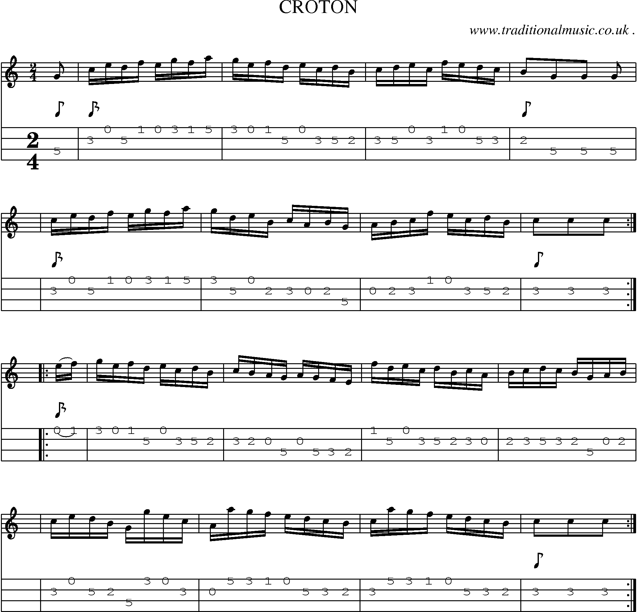 Sheet-Music and Mandolin Tabs for Croton