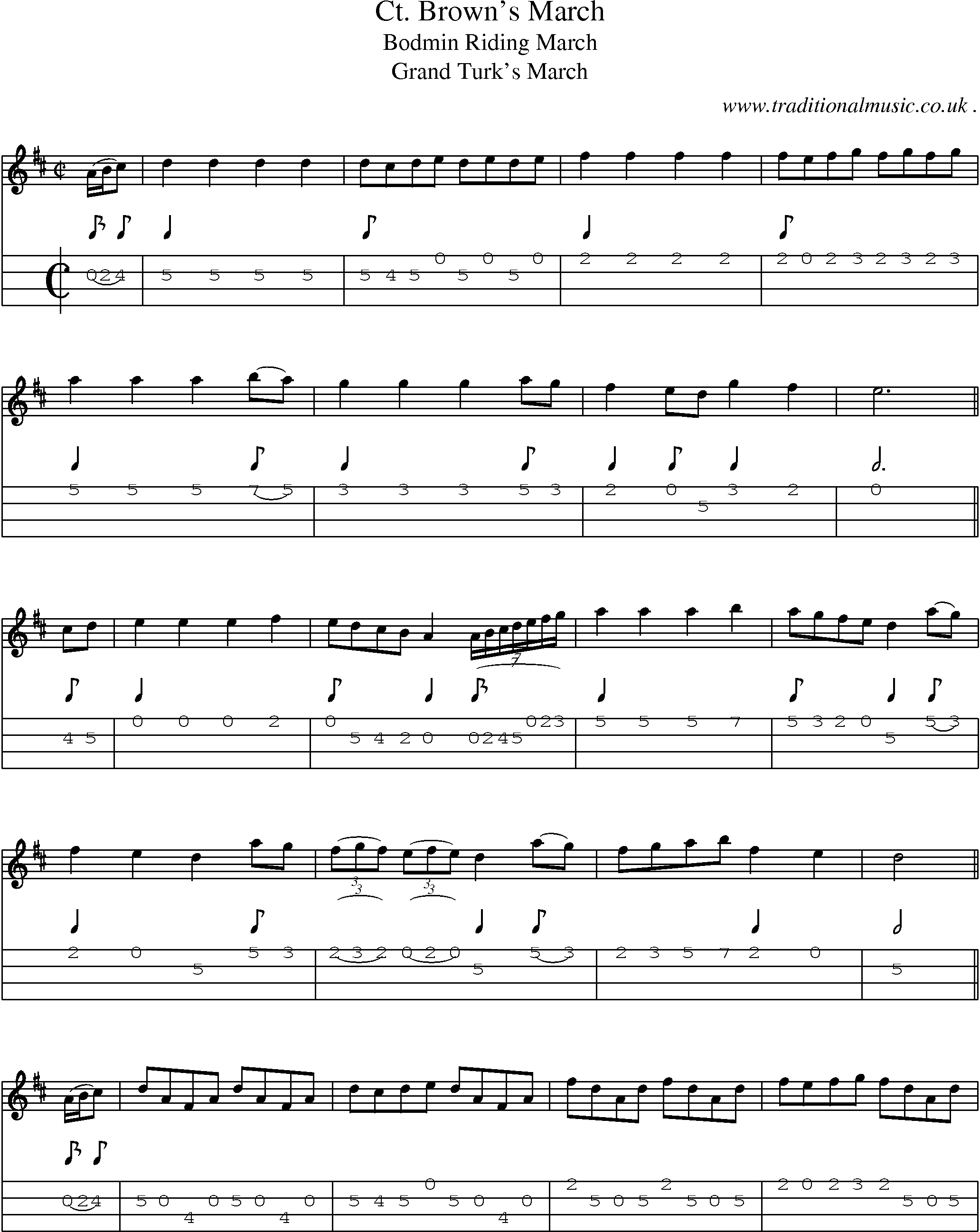 Sheet-Music and Mandolin Tabs for Ct Browns March