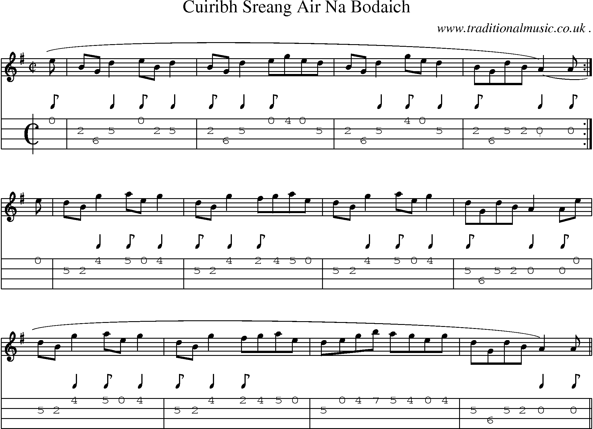 Sheet-Music and Mandolin Tabs for Cuiribh Sreang Air Na Bodaich
