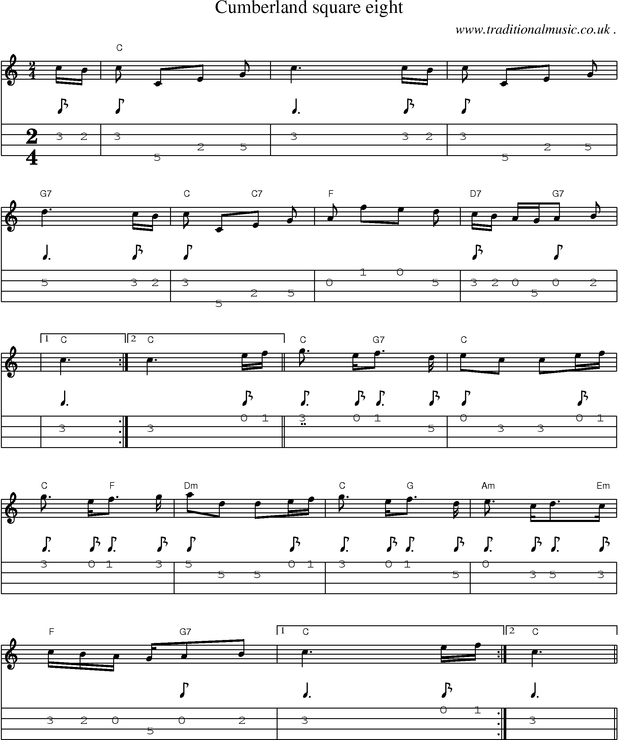 Sheet-Music and Mandolin Tabs for Cumberland Square Eight