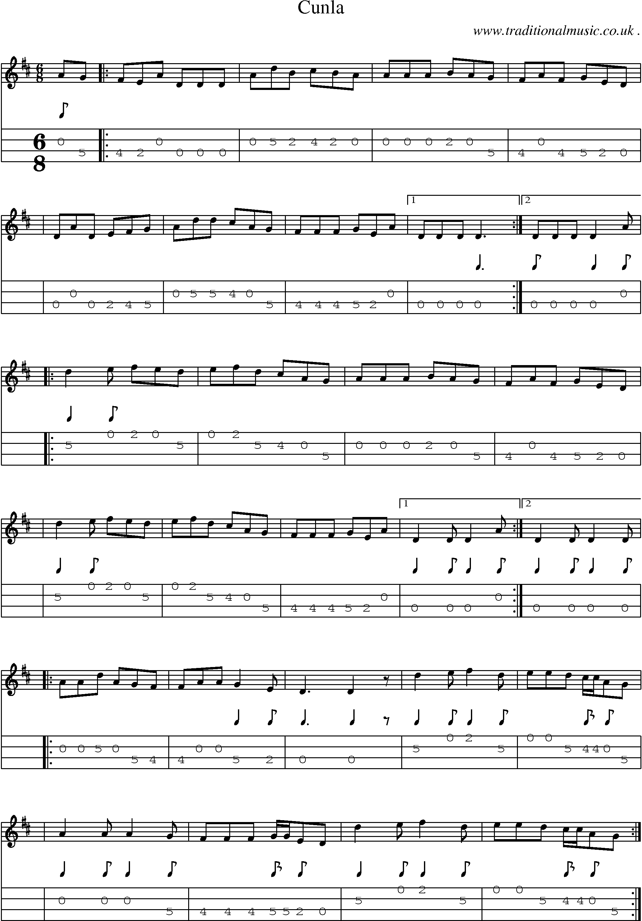 Sheet-Music and Mandolin Tabs for Cunla