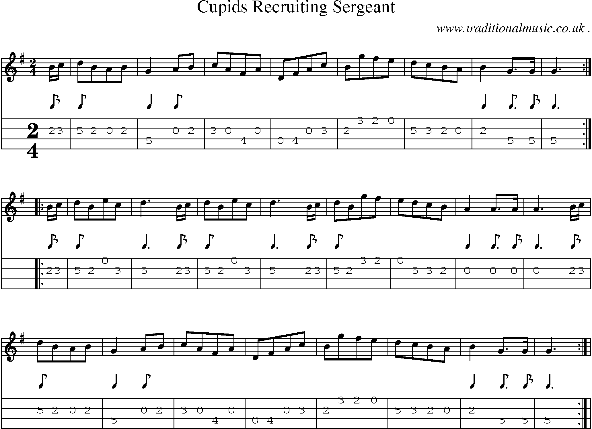 Sheet-Music and Mandolin Tabs for Cupids Recruiting Sergeant
