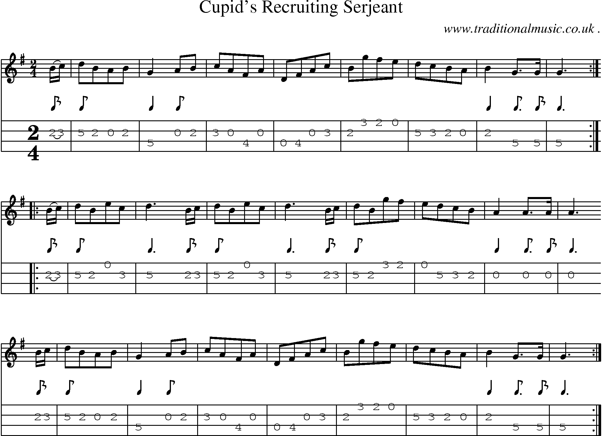 Sheet-Music and Mandolin Tabs for Cupids Recruiting Serjeant