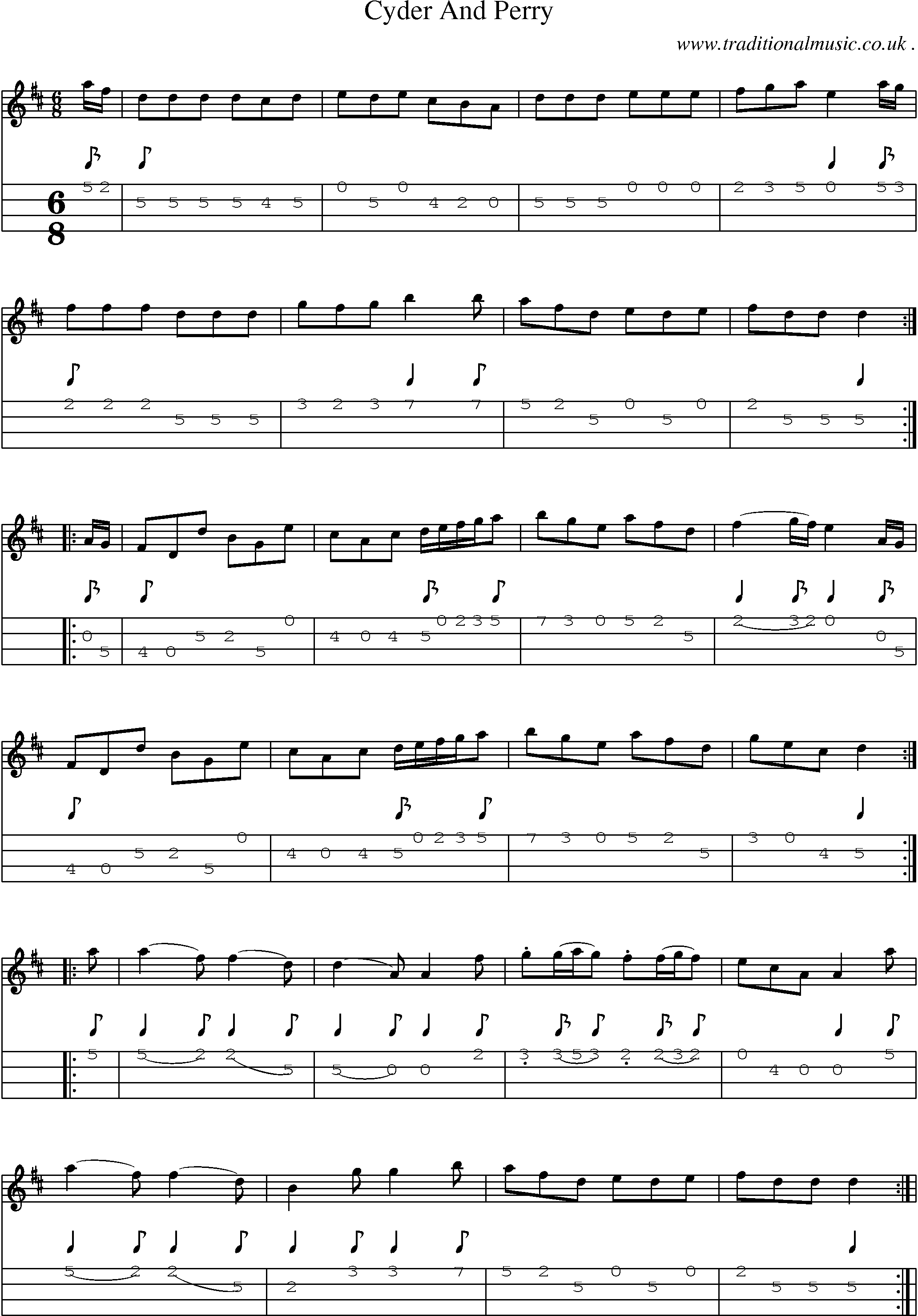 Sheet-Music and Mandolin Tabs for Cyder And Perry