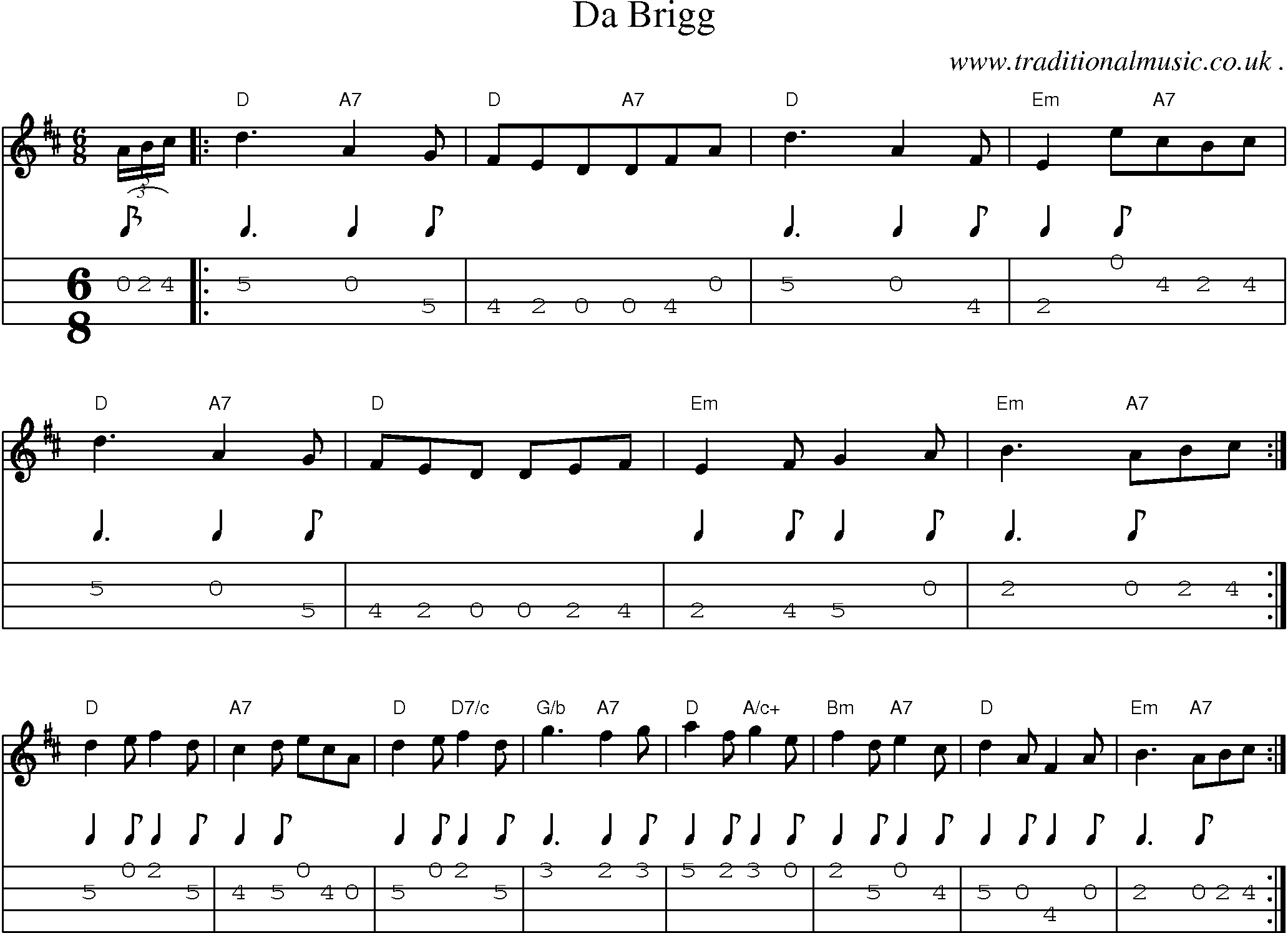 Sheet-Music and Mandolin Tabs for Da Brigg