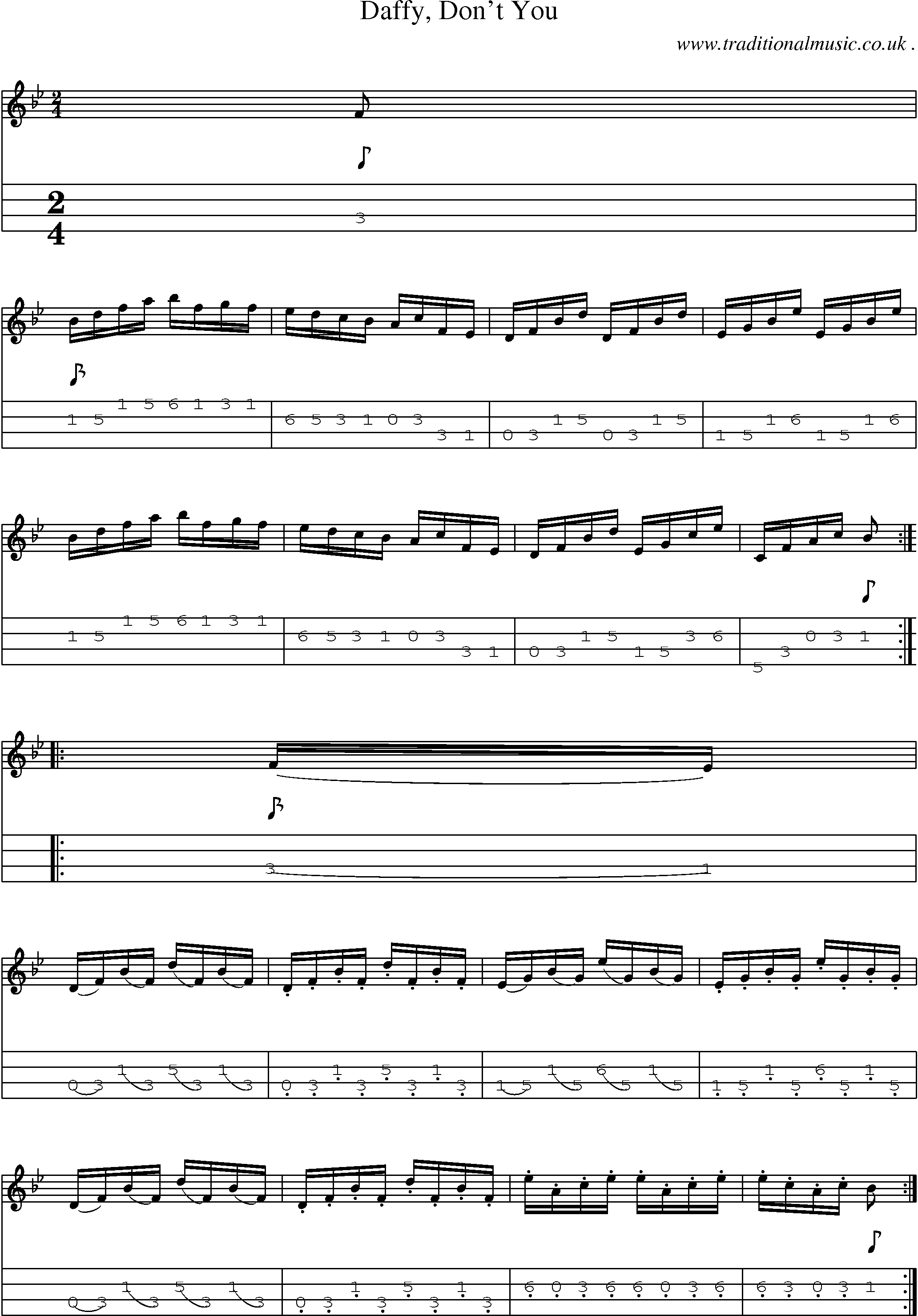 Sheet-Music and Mandolin Tabs for Daffy Dont You