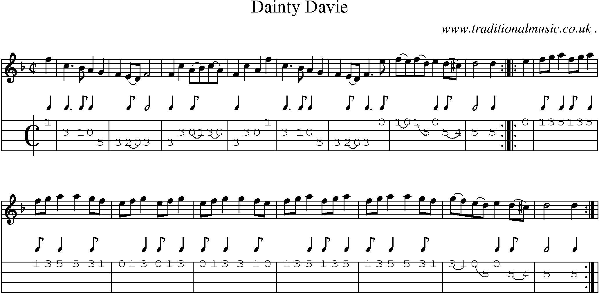 Sheet-Music and Mandolin Tabs for Dainty Davie