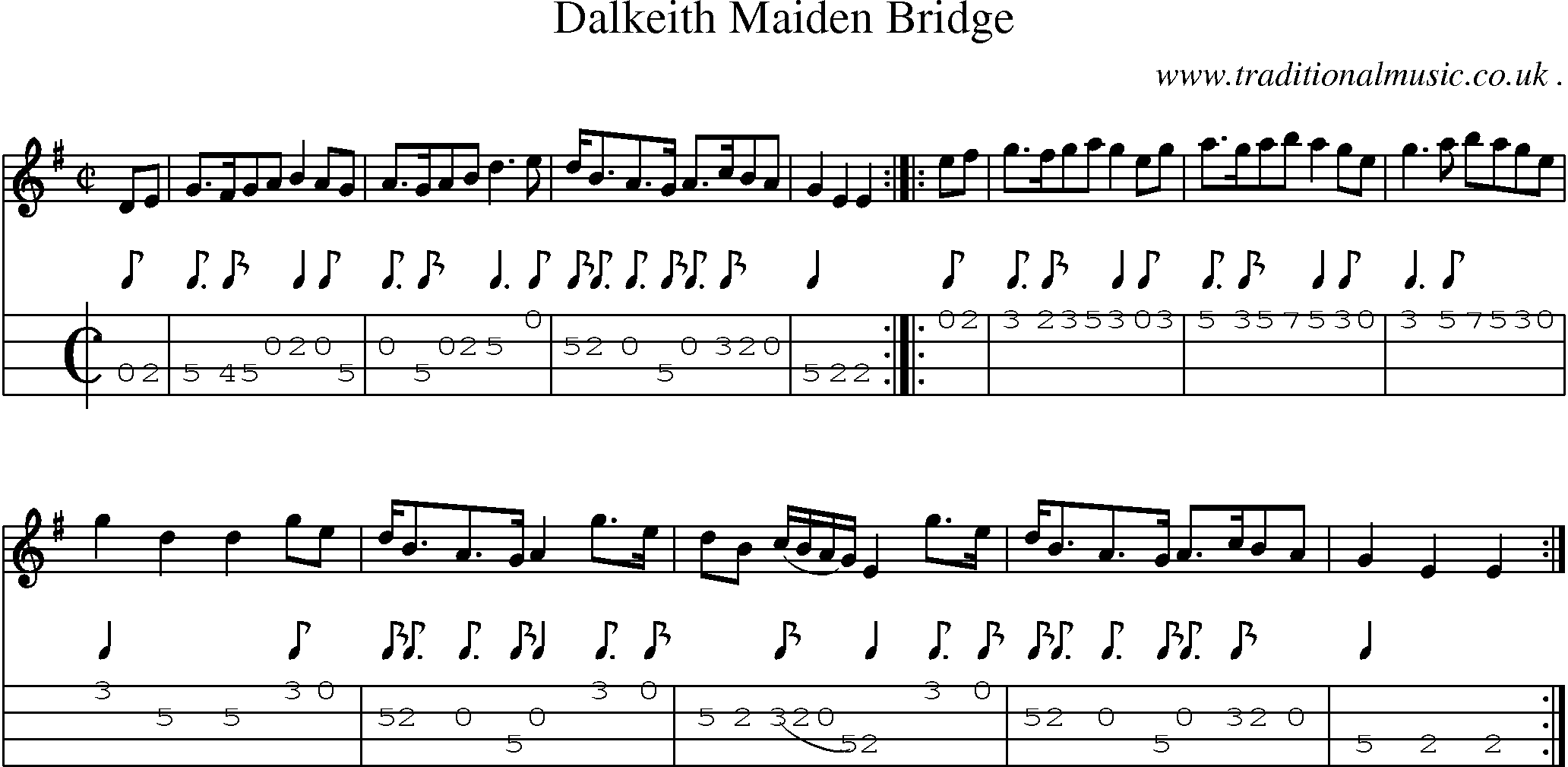Sheet-Music and Mandolin Tabs for Dalkeith Maiden Bridge