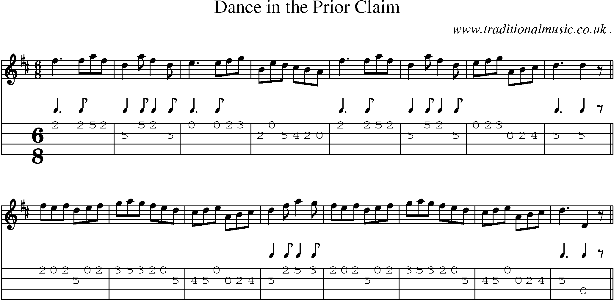 Sheet-Music and Mandolin Tabs for Dance In The Prior Claim