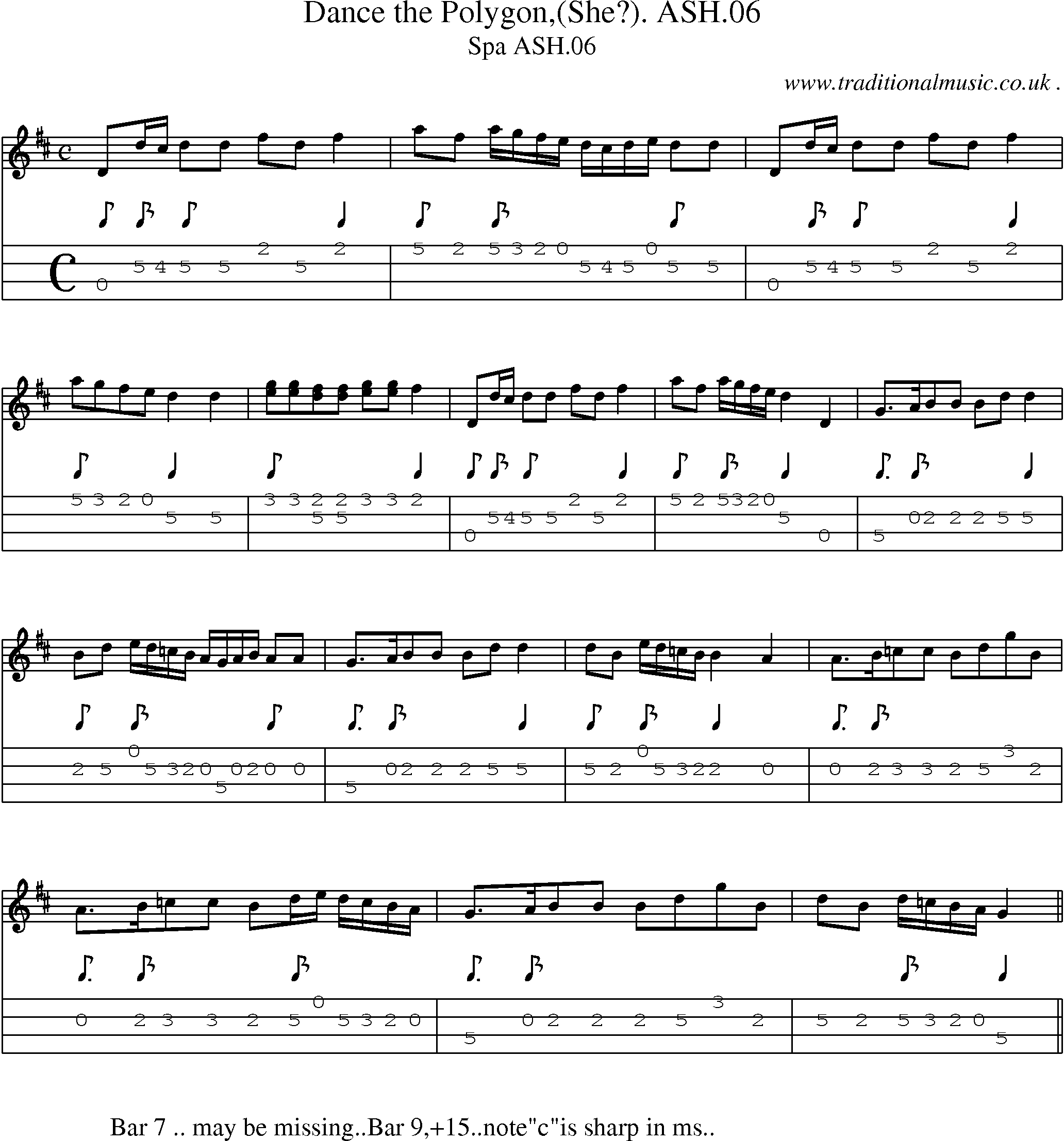 Sheet-Music and Mandolin Tabs for Dance The Polygon(she) Ash06