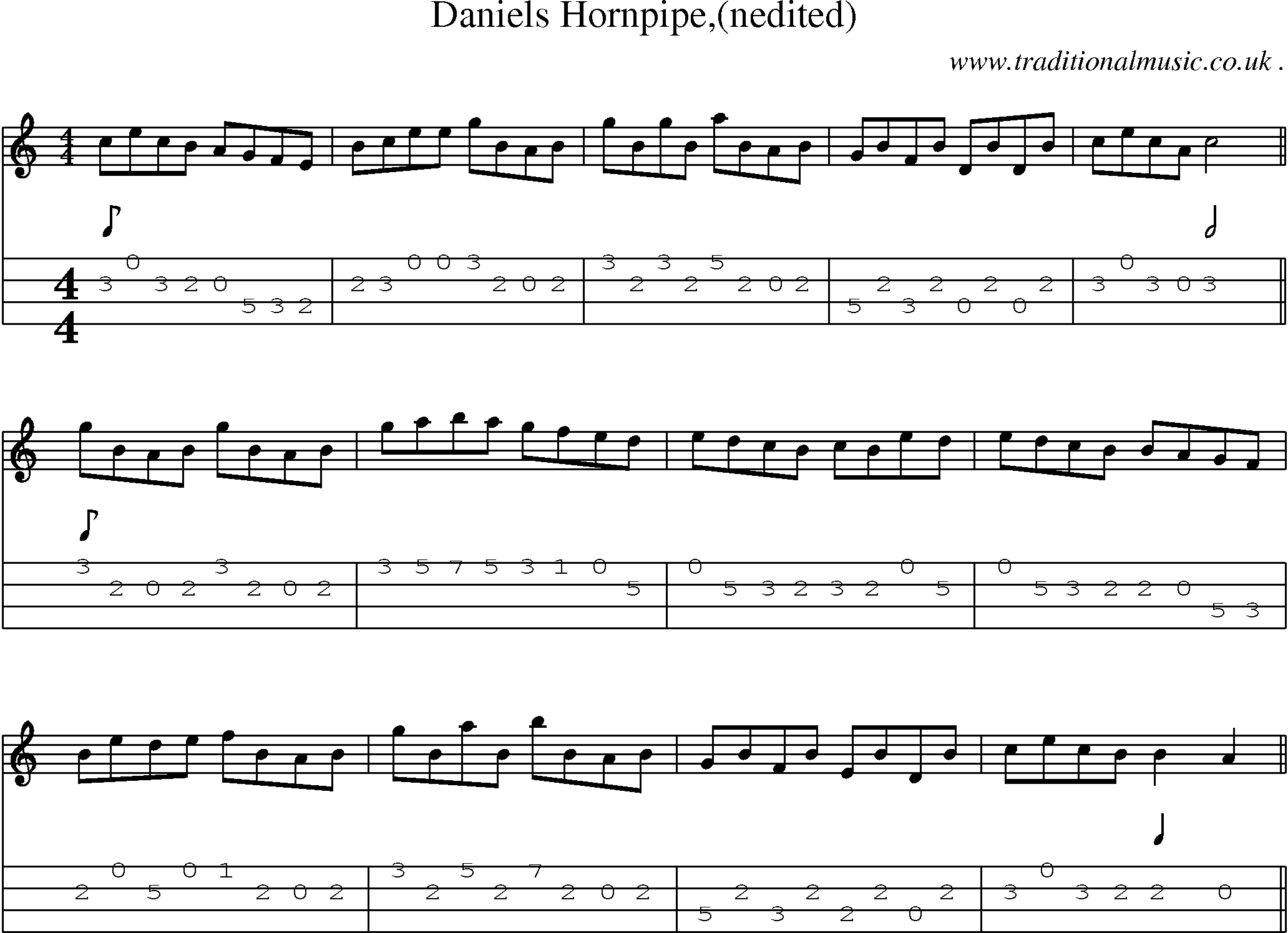 Sheet-Music and Mandolin Tabs for Daniels Hornpipe(nedited)