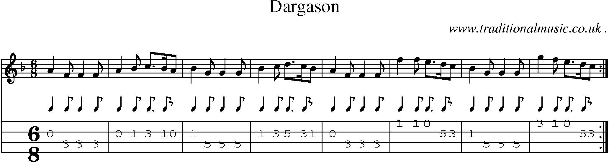 Sheet-Music and Mandolin Tabs for Dargason