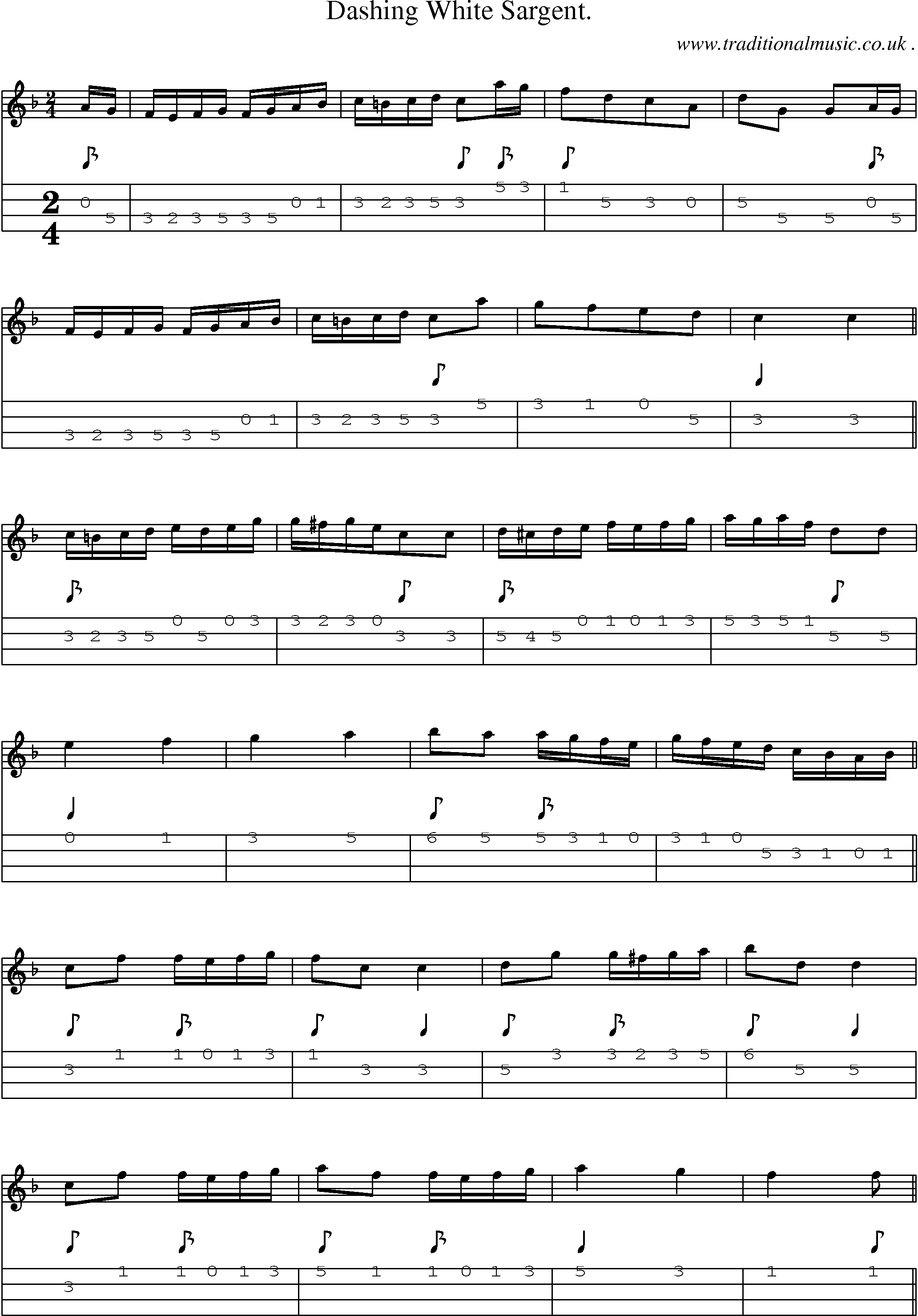 Sheet-Music and Mandolin Tabs for Dashing White Sargent
