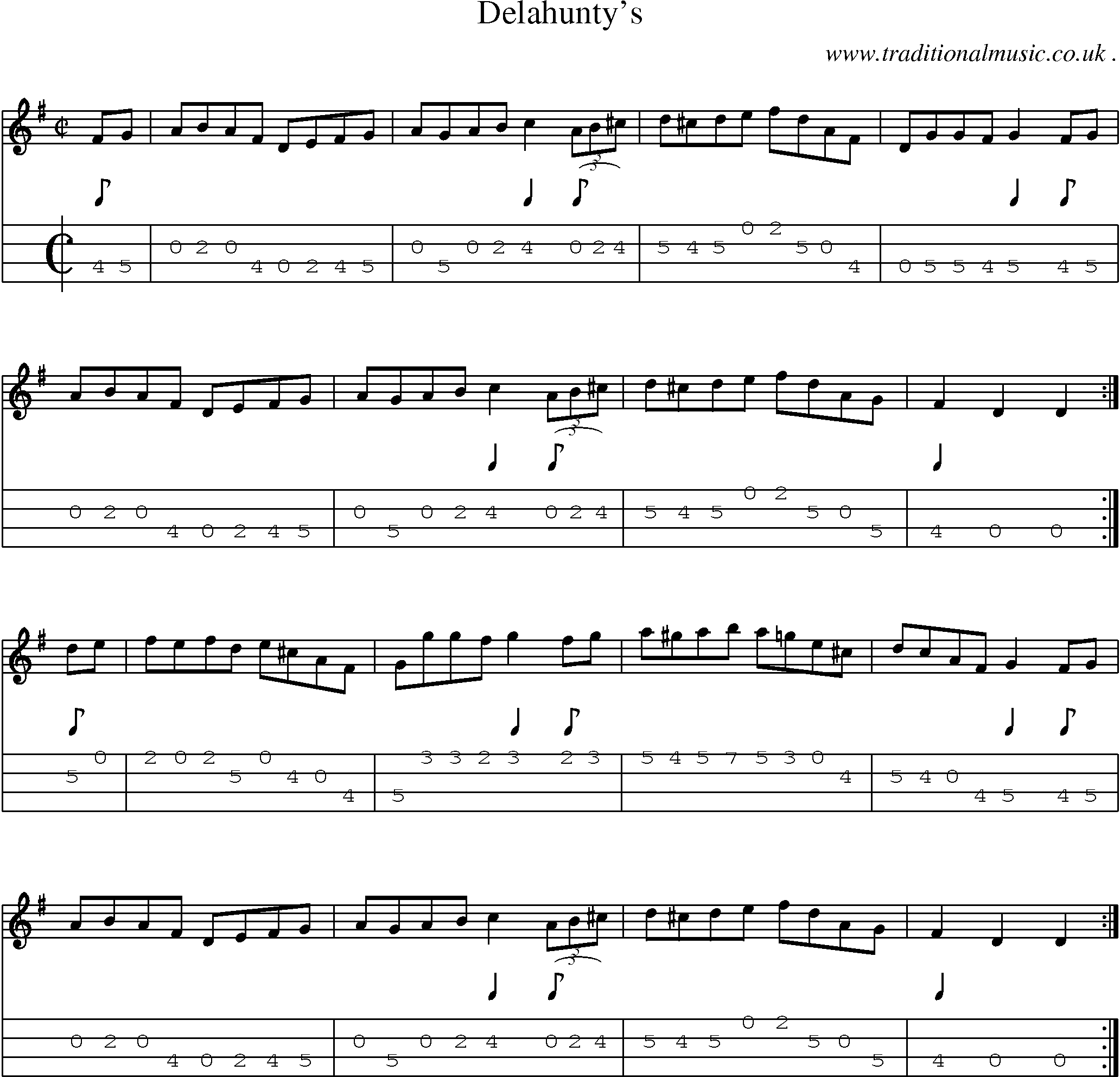 Sheet-Music and Mandolin Tabs for Delahuntys