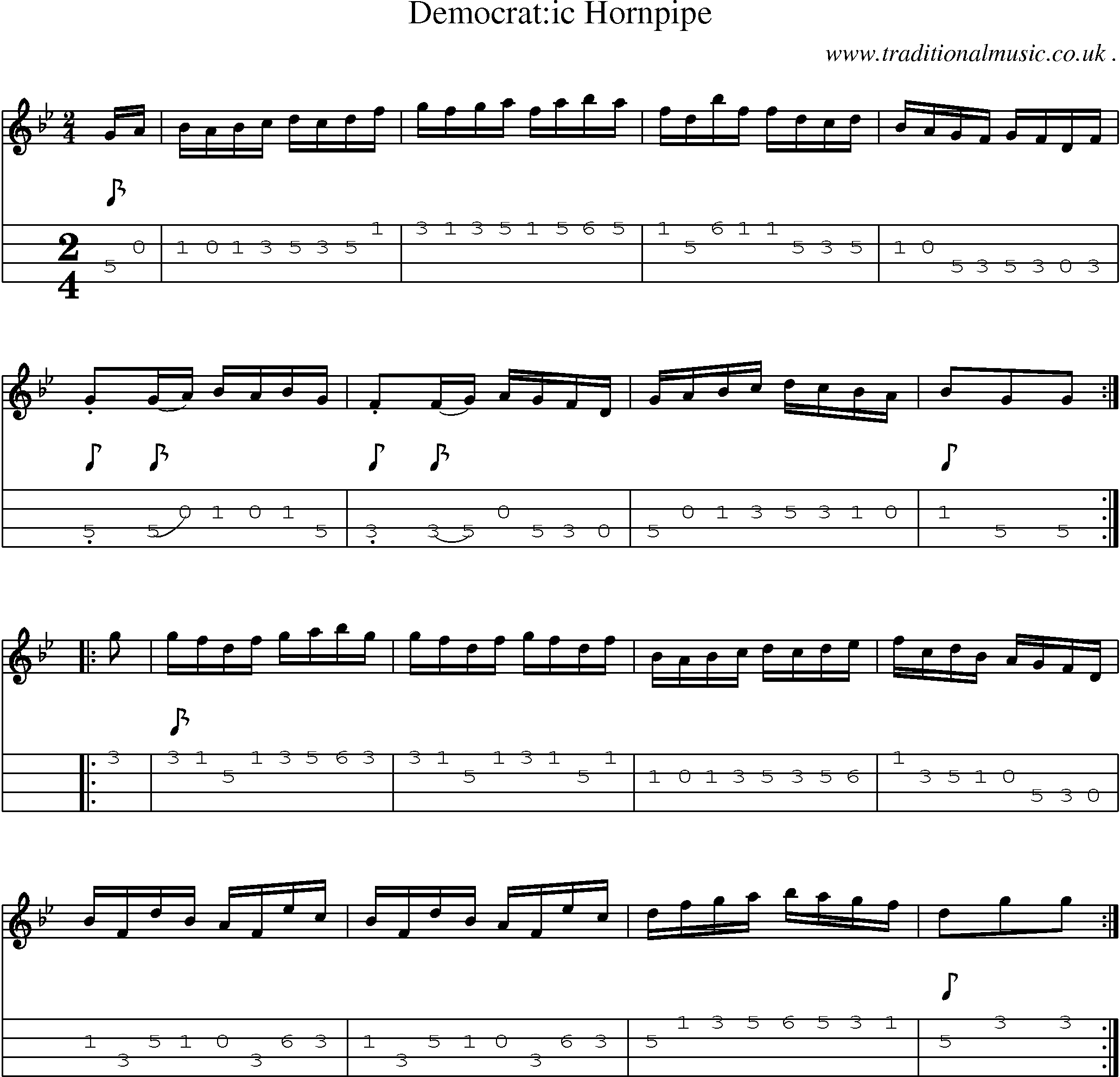 Sheet-Music and Mandolin Tabs for Democratic Hornpipe