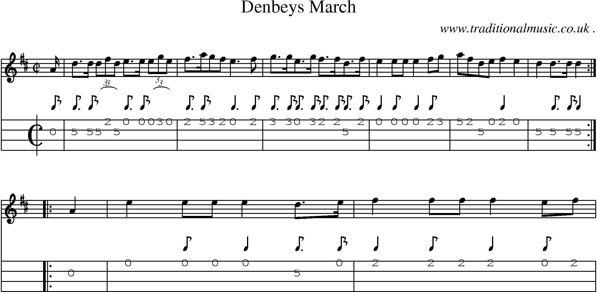 Sheet-Music and Mandolin Tabs for Denbeys March