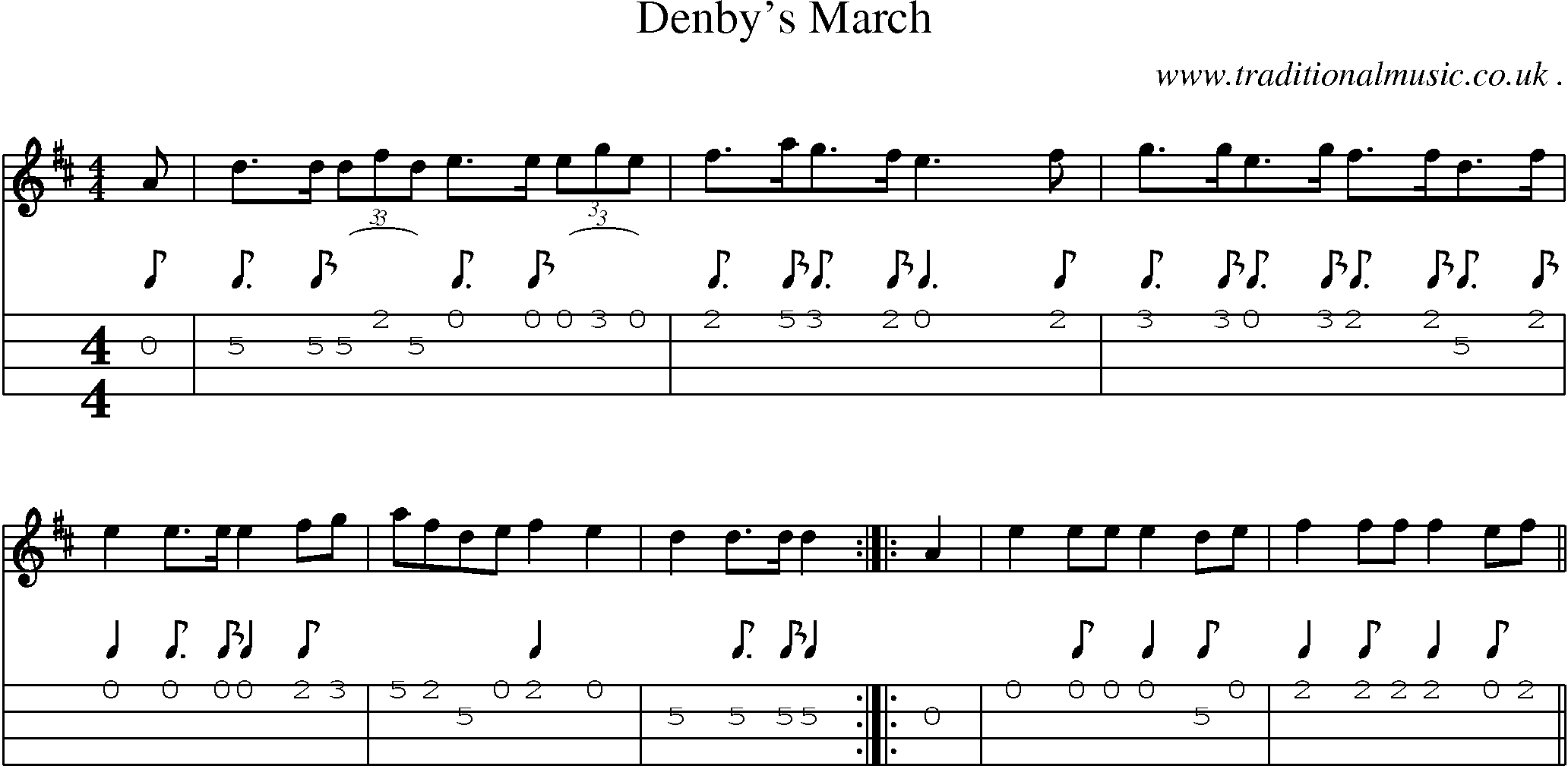 Sheet-Music and Mandolin Tabs for Denbys March