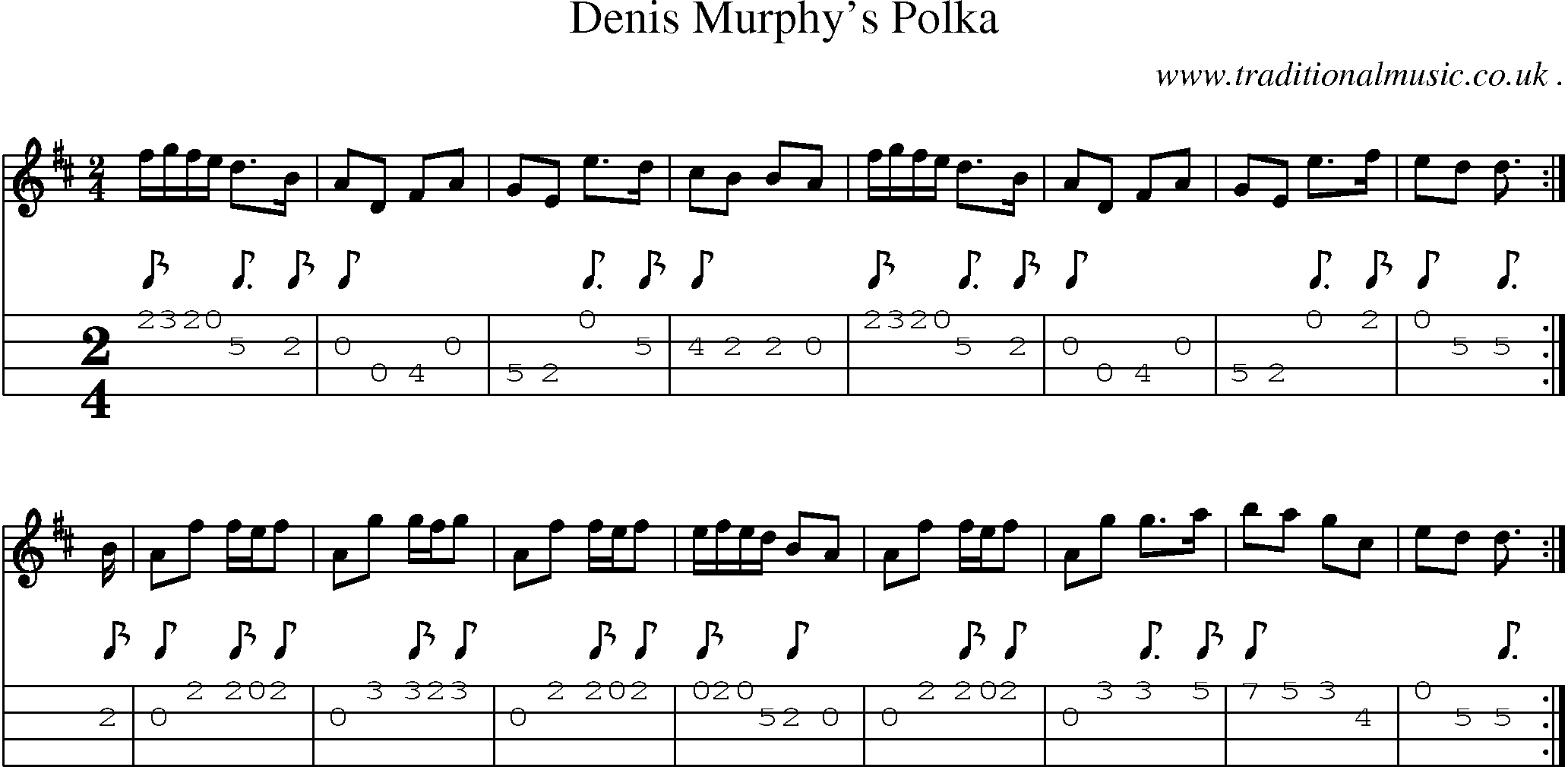 Sheet-Music and Mandolin Tabs for Denis Murphys Polka